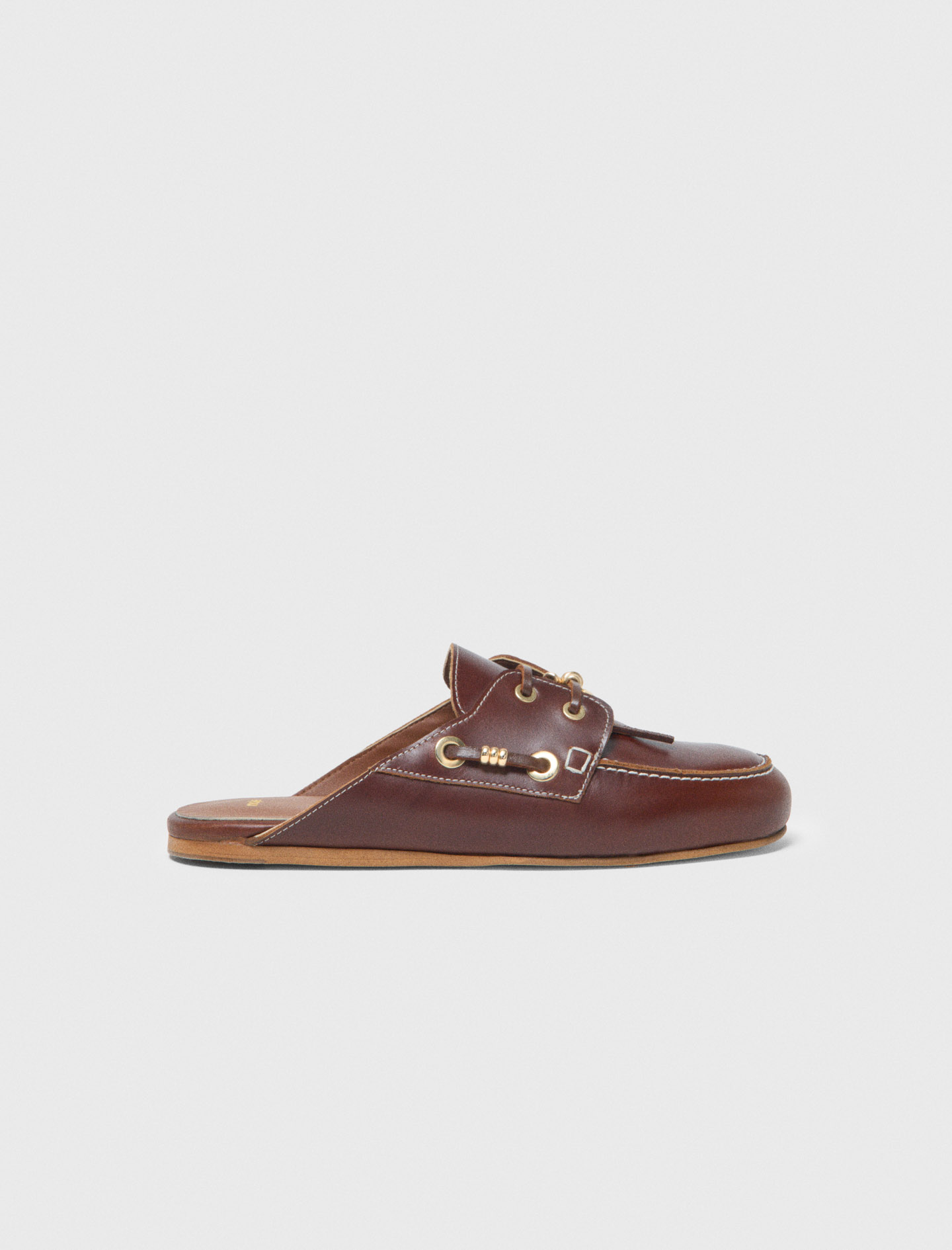 Leather boat mules - Brown