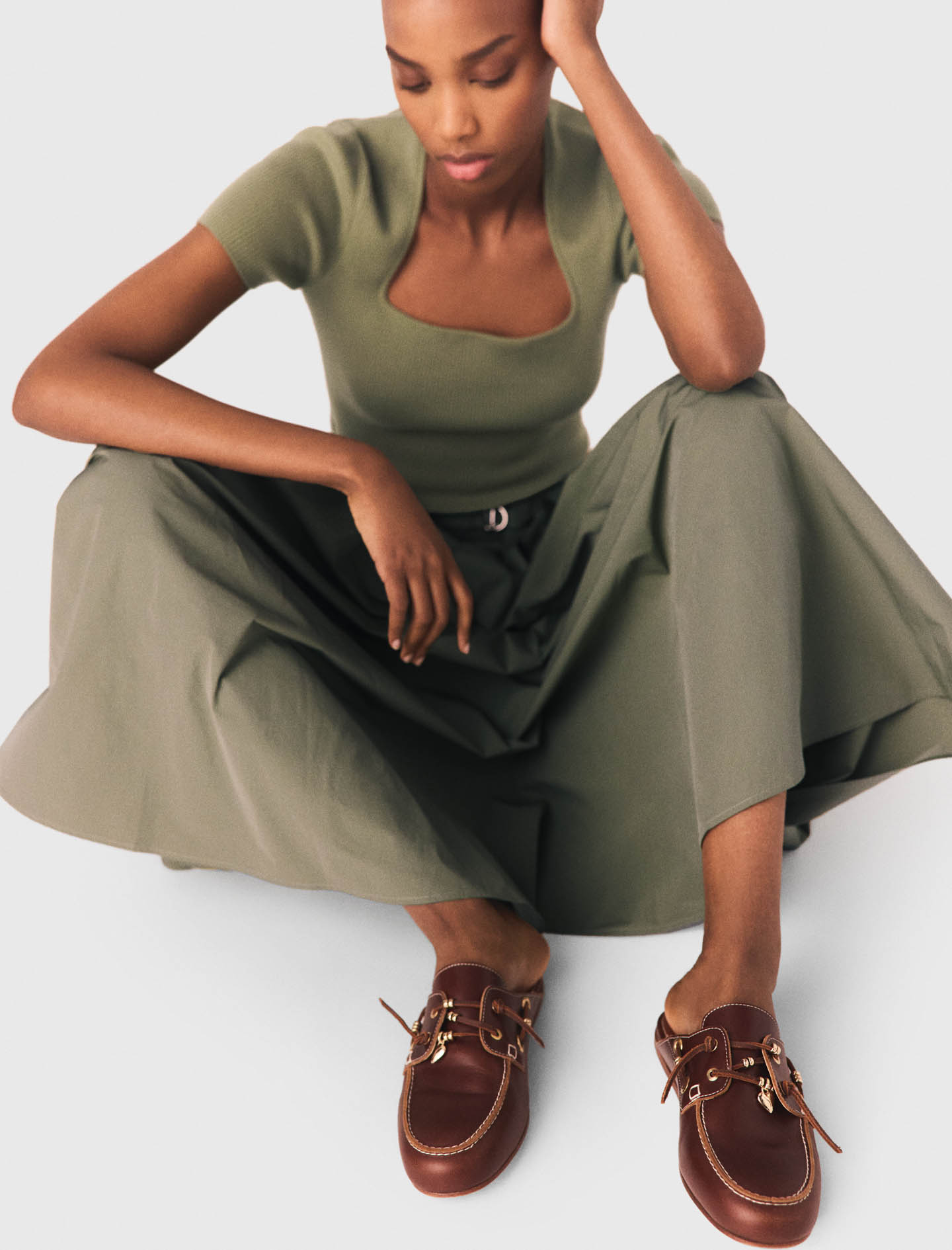 Leather boat mules - Brown