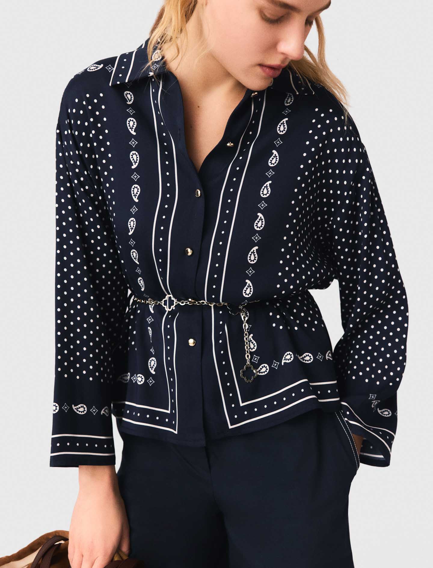 Flowing printed shirt - Navy