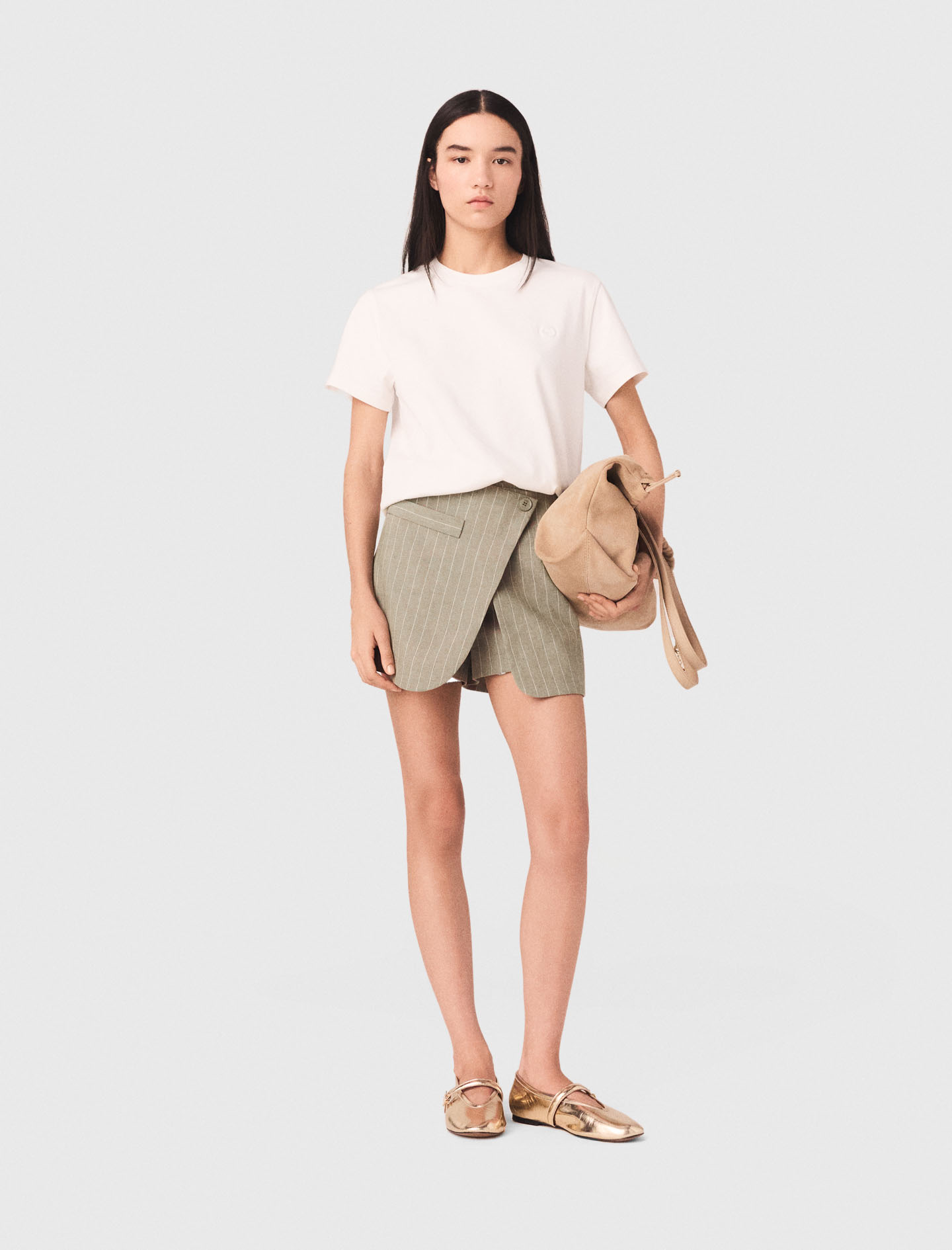 Layered linen blend shorts - Green