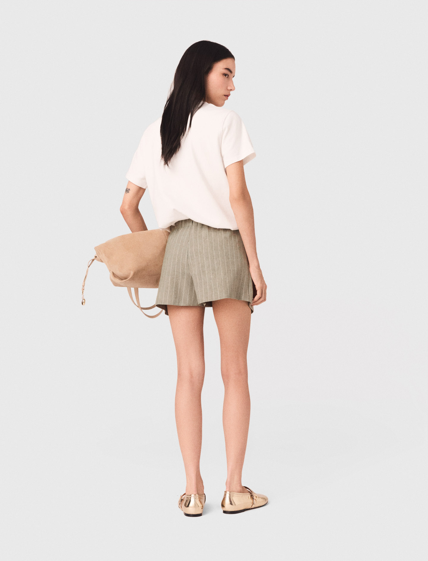 Layered linen blend shorts - Green