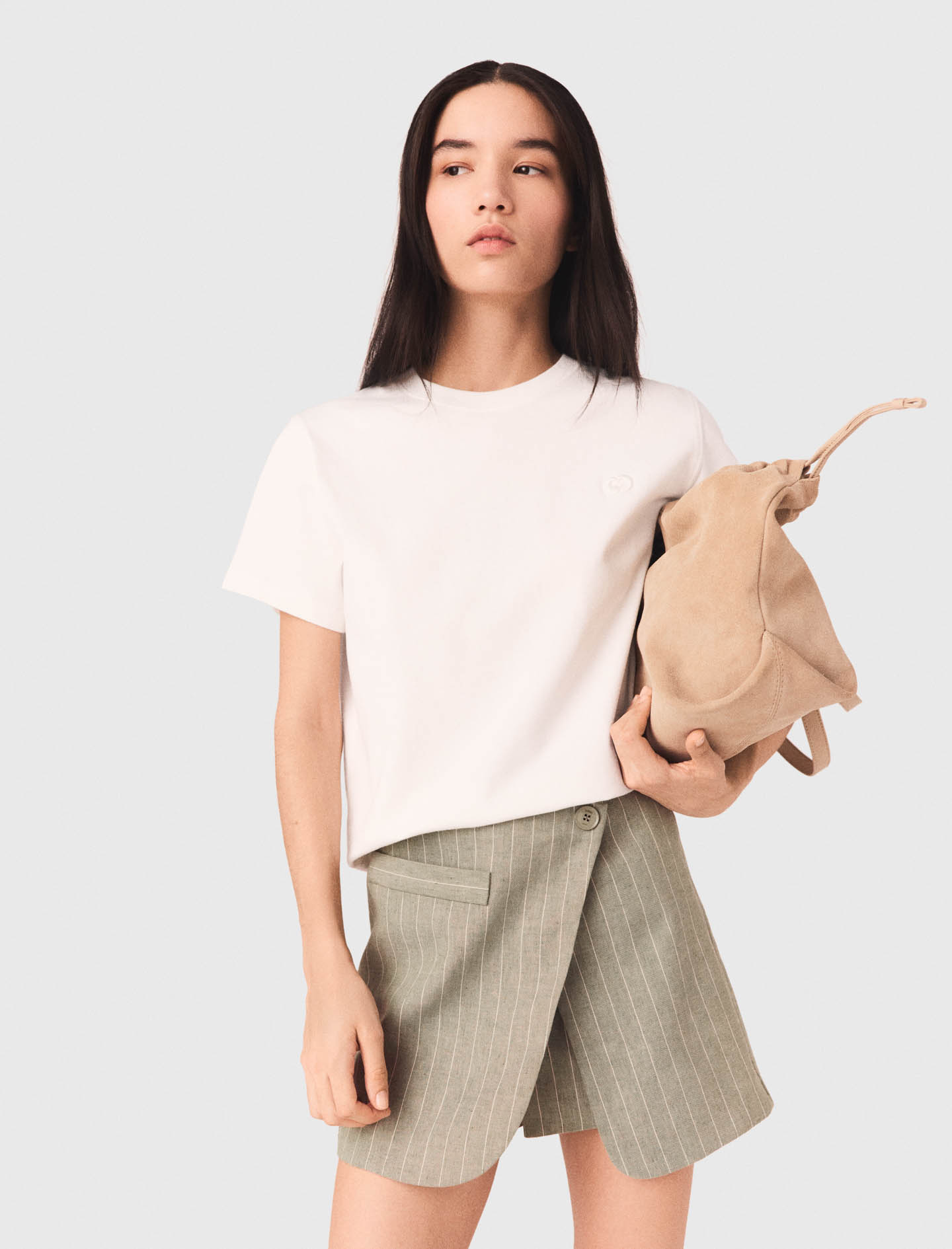 Layered linen blend shorts - Green