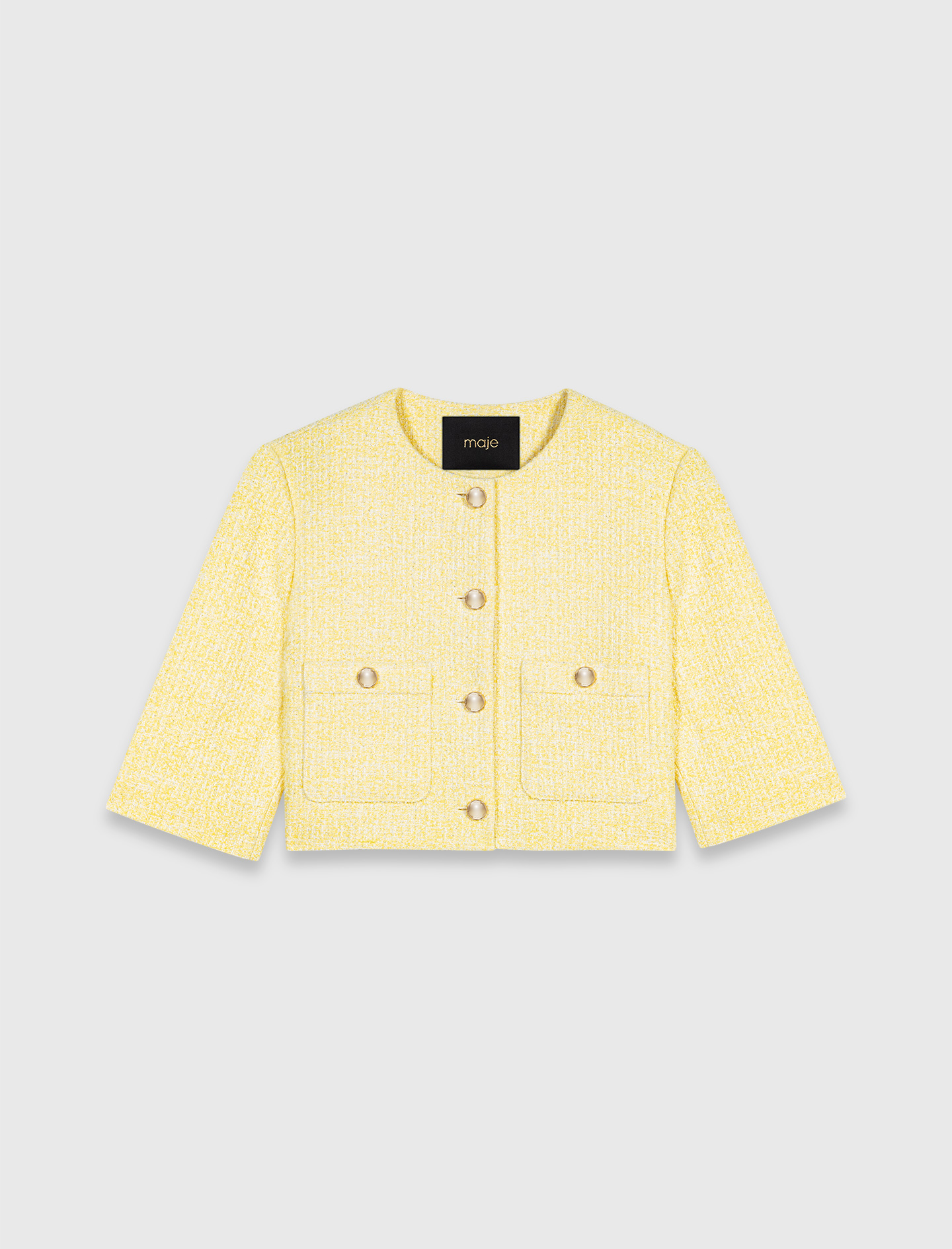 Short sleeved tweed jacket - Yellow