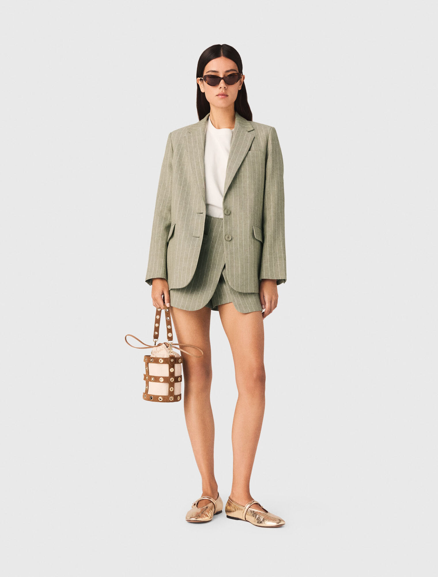 Linen blend suit jacket - Green