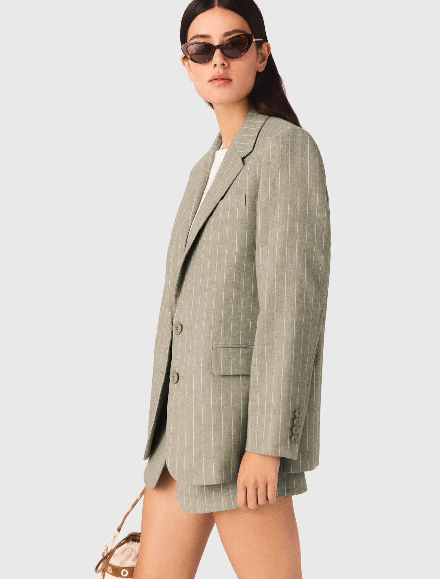 Linen blend suit jacket - Green