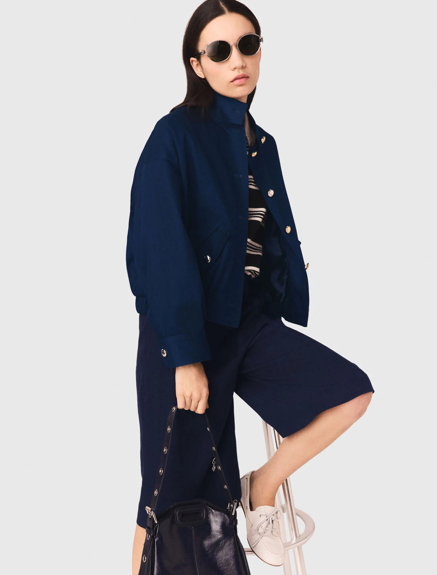 Cotton bomber jacket - Navy