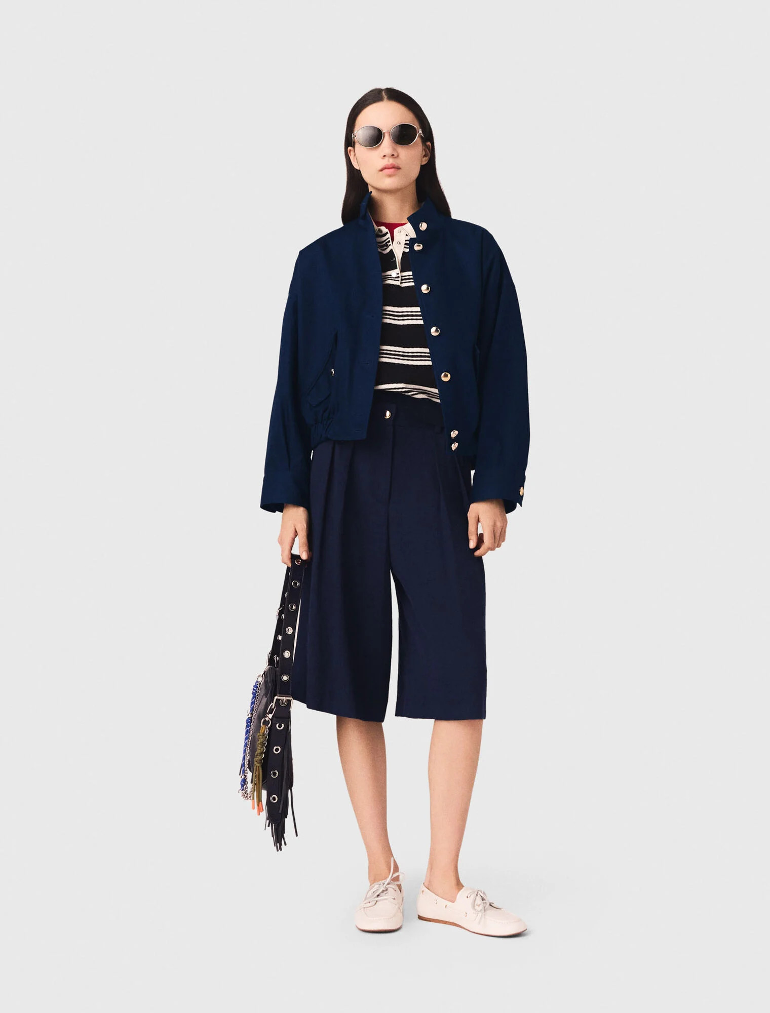 Cotton bomber jacket - Navy