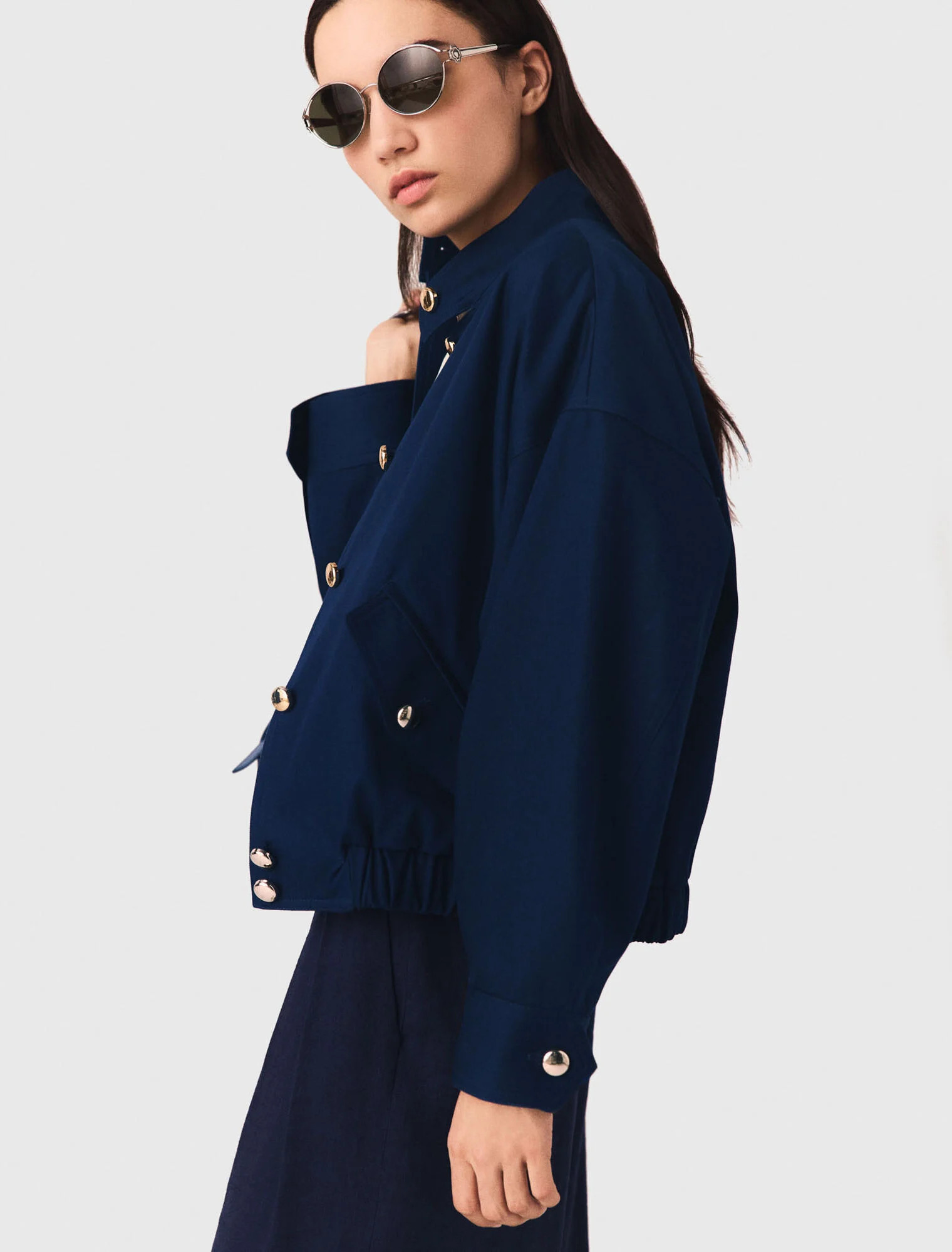 Cotton bomber jacket - Navy