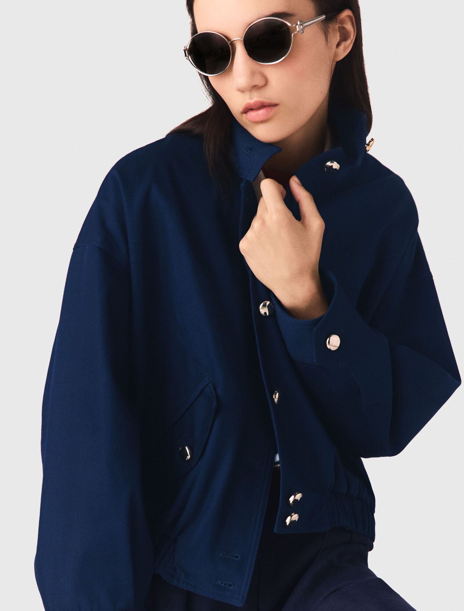 Cotton bomber jacket - Navy