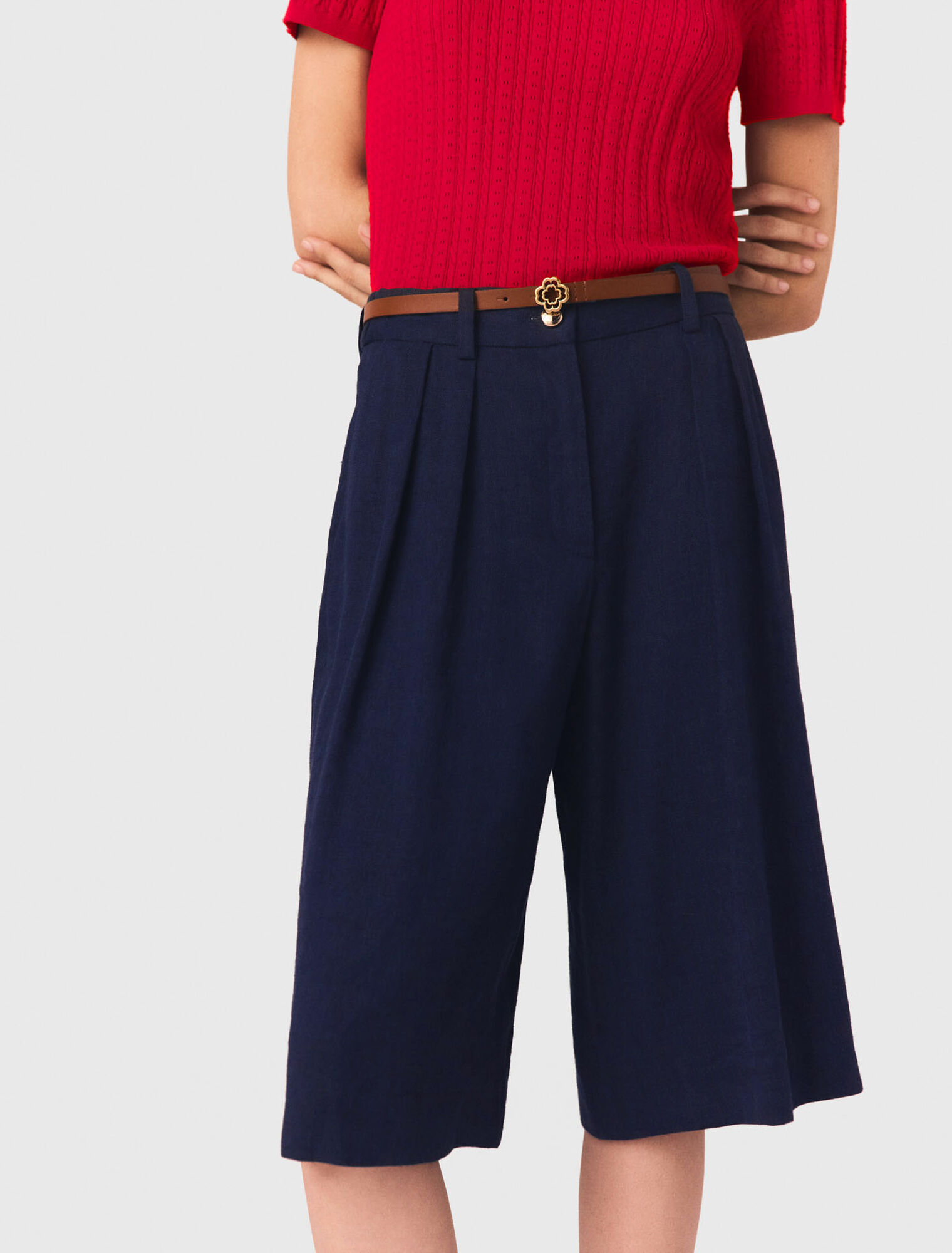 Linen blend Bermuda shorts - Navy