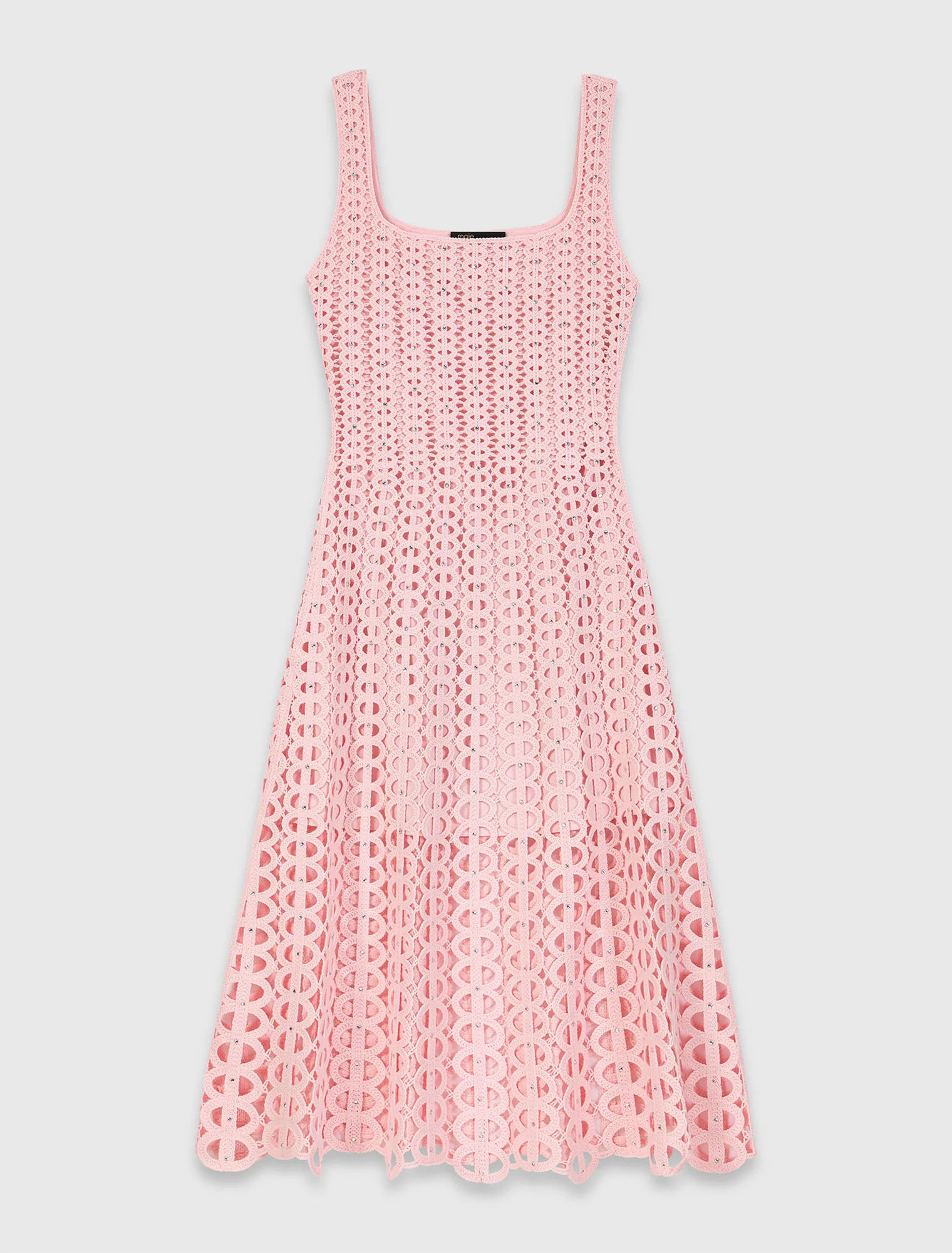 Rhinestone crochet midi dress - Pink