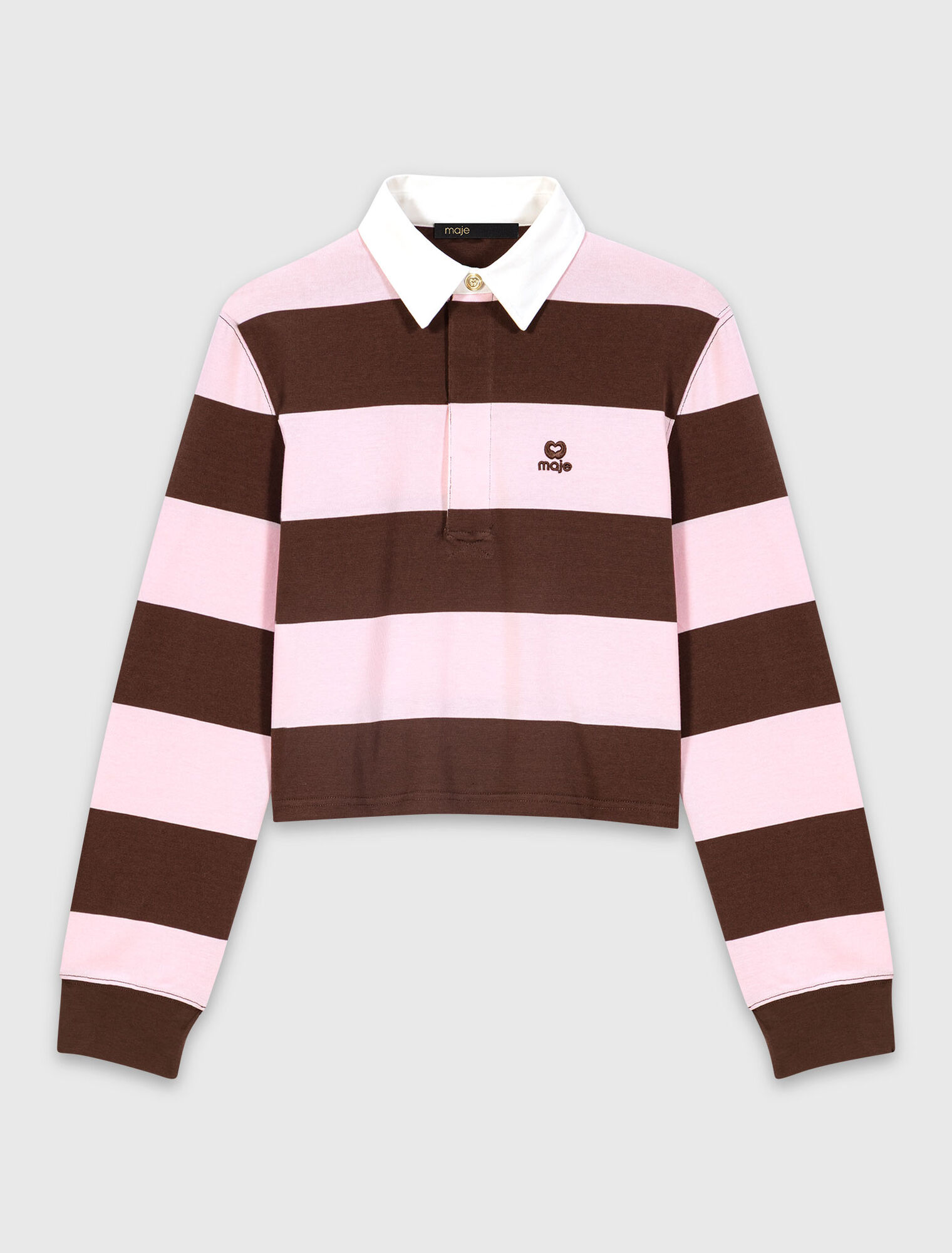 Striped polo sweatshirt - Brown