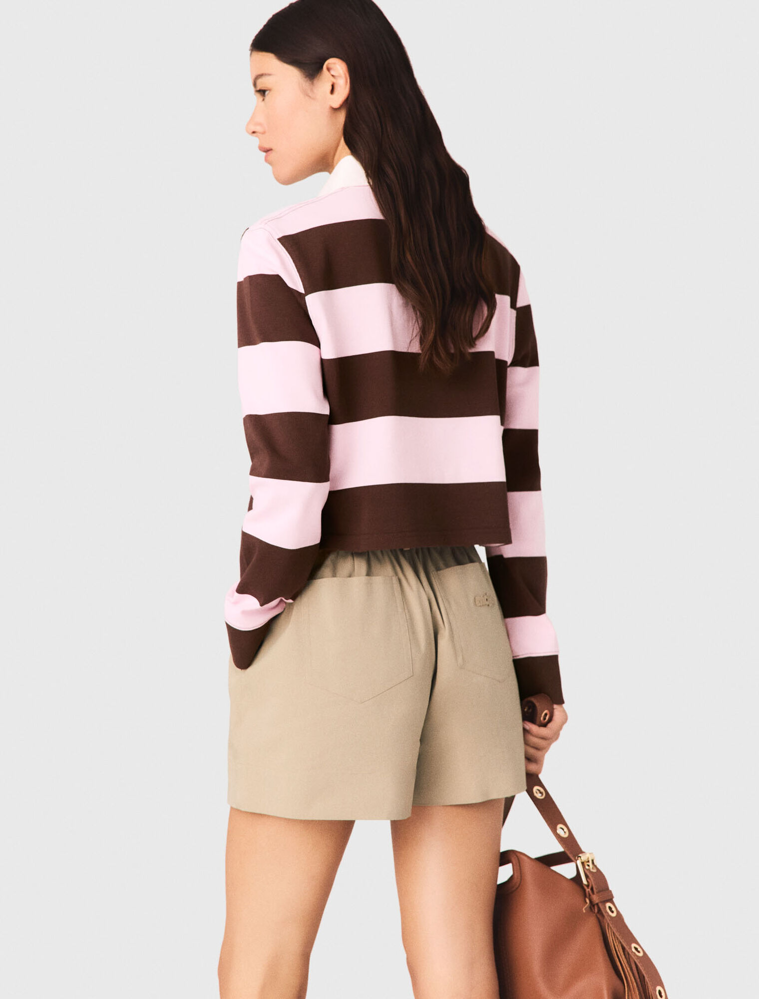 Striped polo sweatshirt - Brown