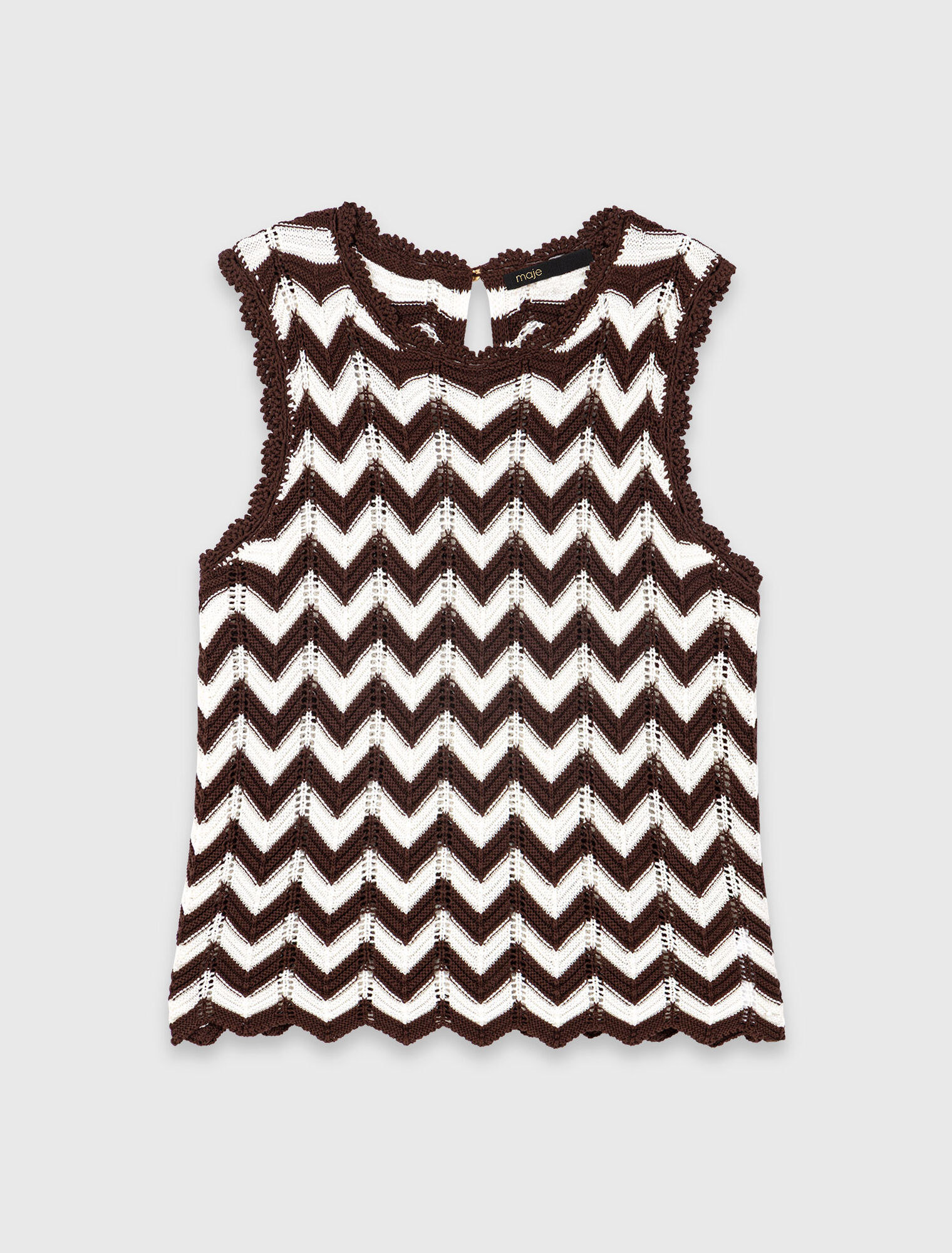 Zigzag crochet top - Brown