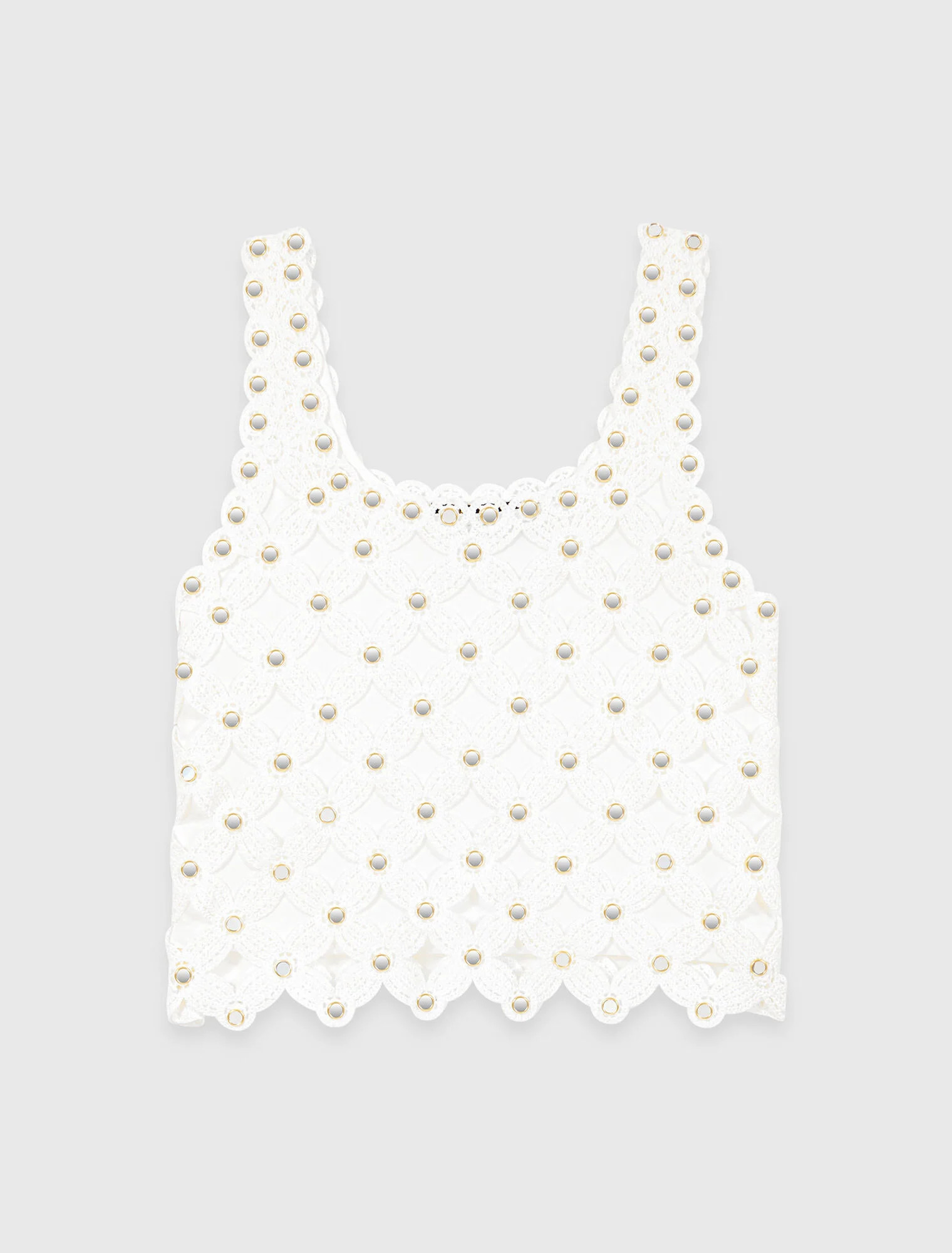 Mirrored crochet top - White