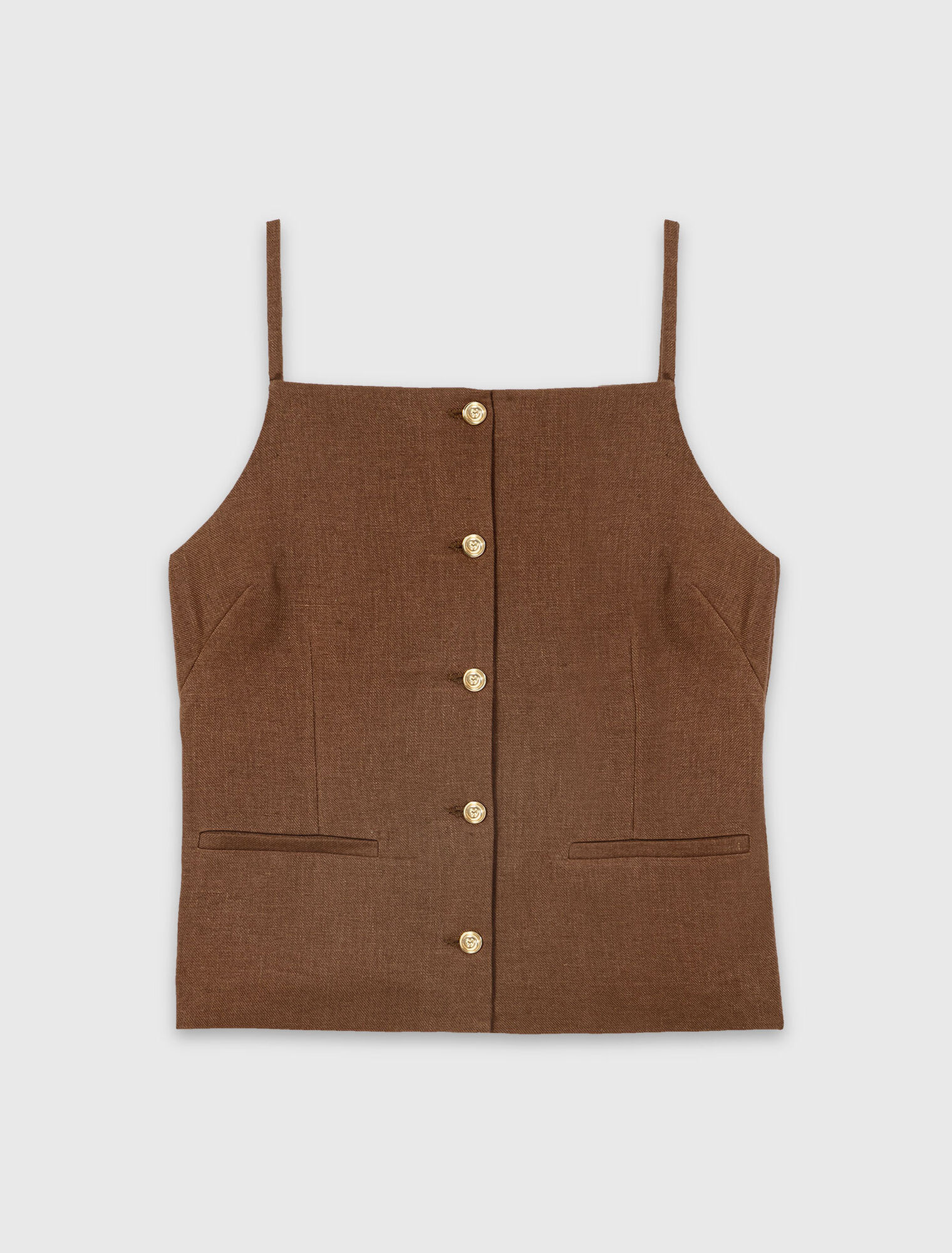 Linen blend top - Brown