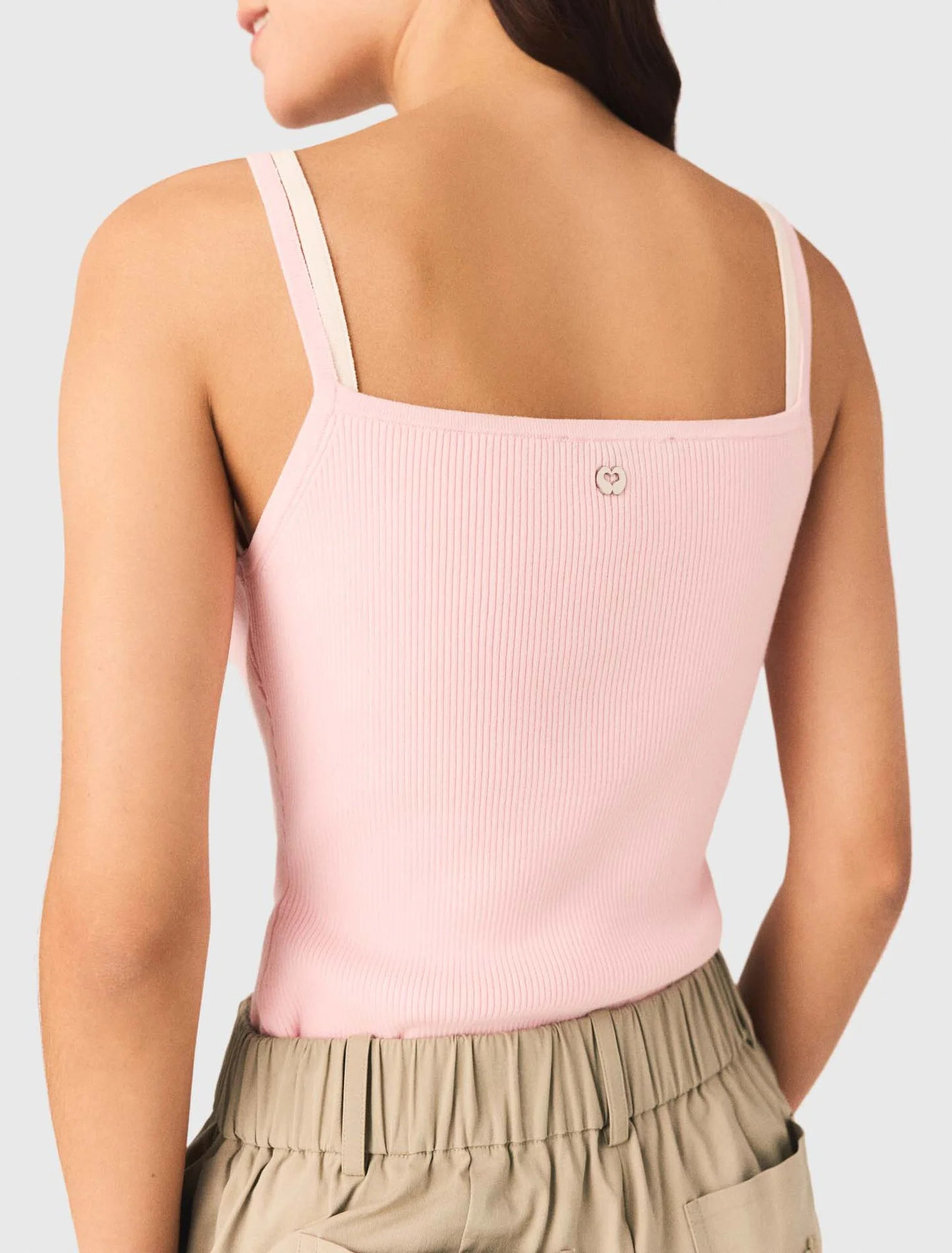 High straight neck top - Pink