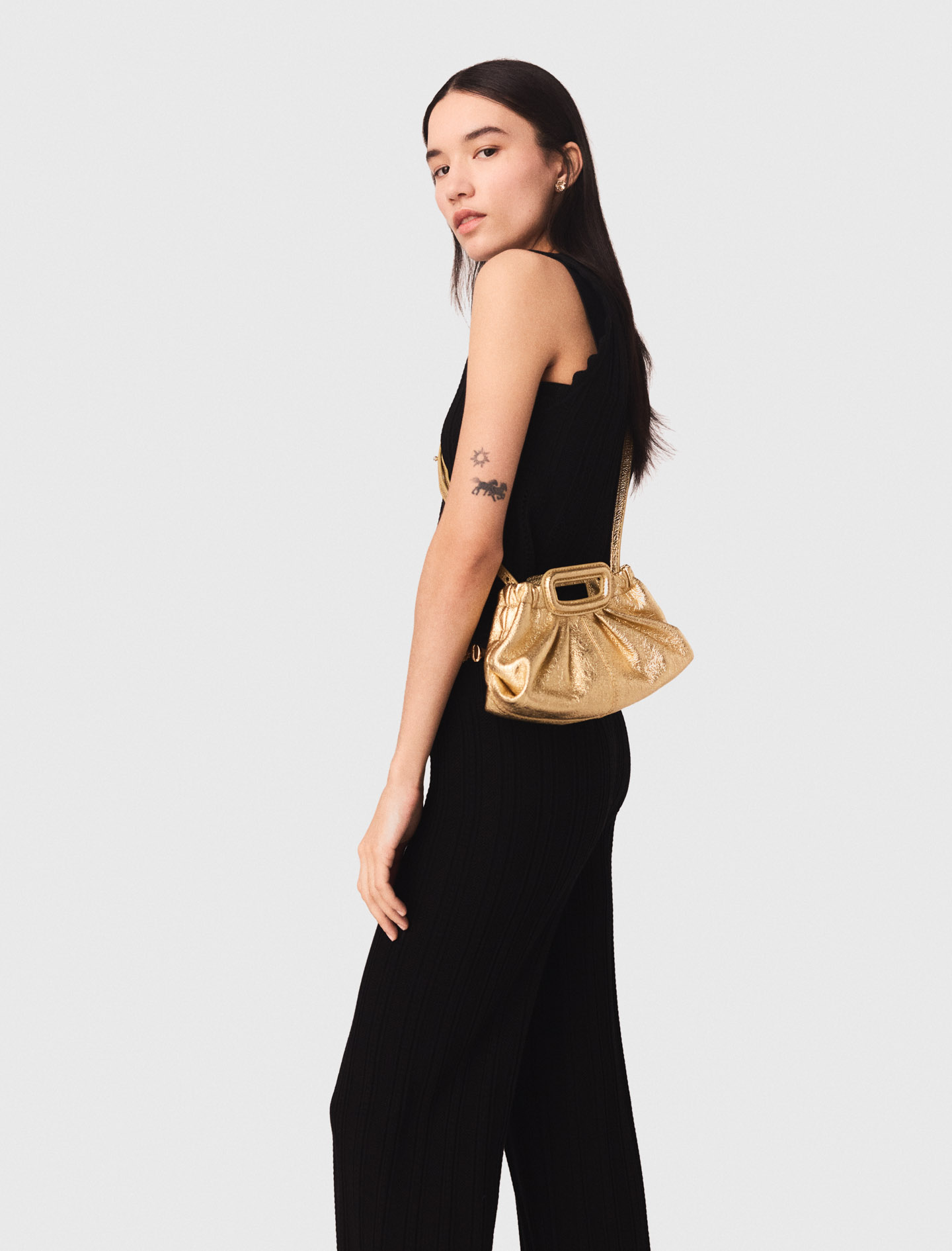 Metallic leather Milpli mini Clutch - Gold