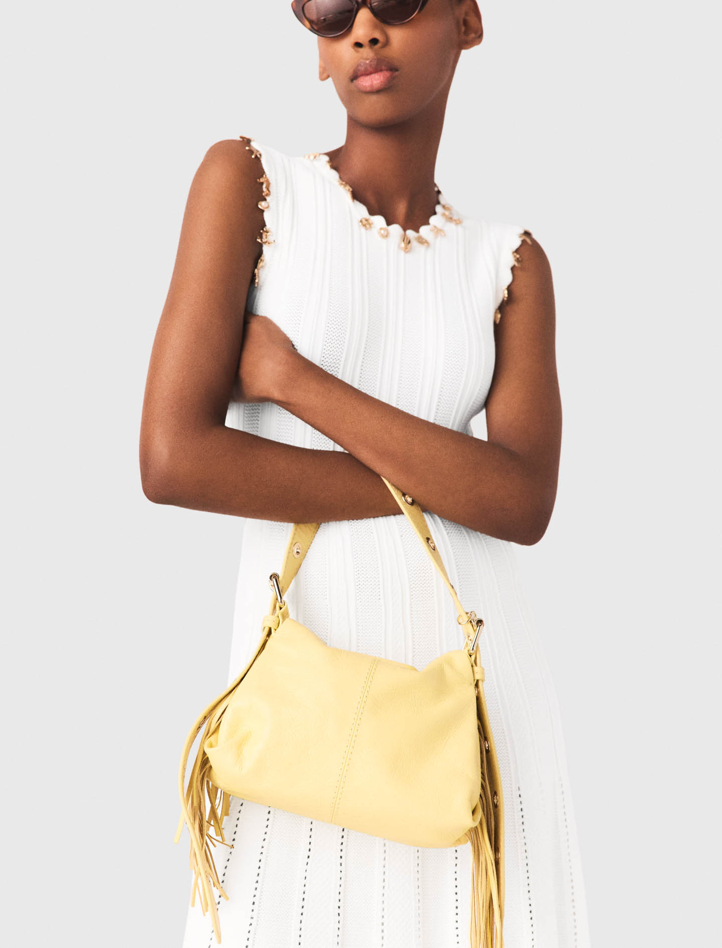 Matte crackle Miss M mini bag - Yellow