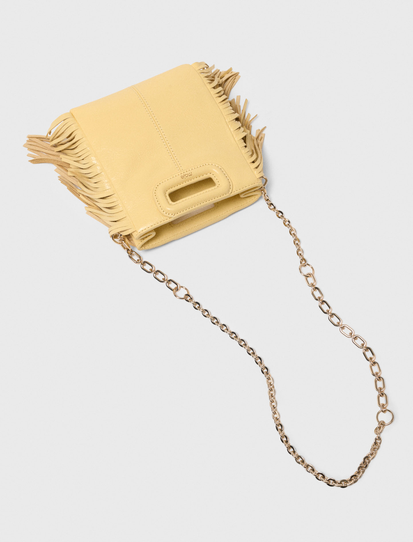 Matte crackled leather M Mini bag - Yellow