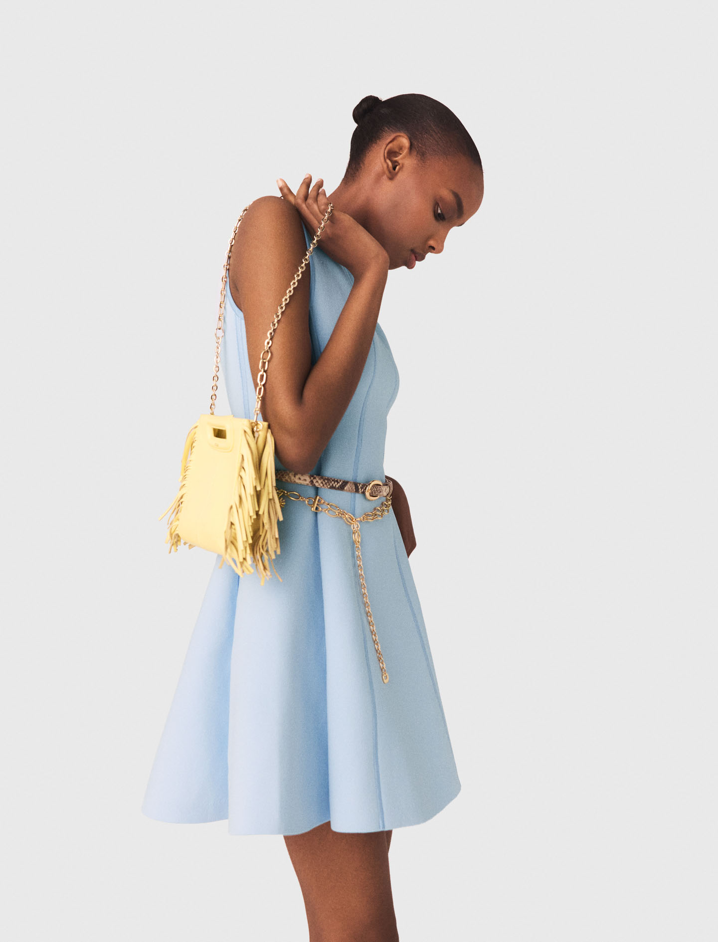 Matte crackled leather M Mini bag - Yellow