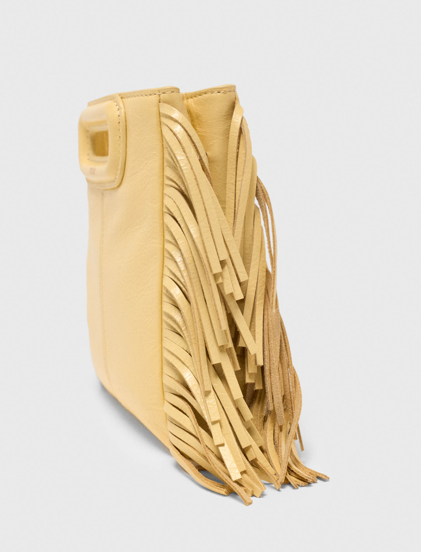 Matte crackled leather M Mini bag - Yellow