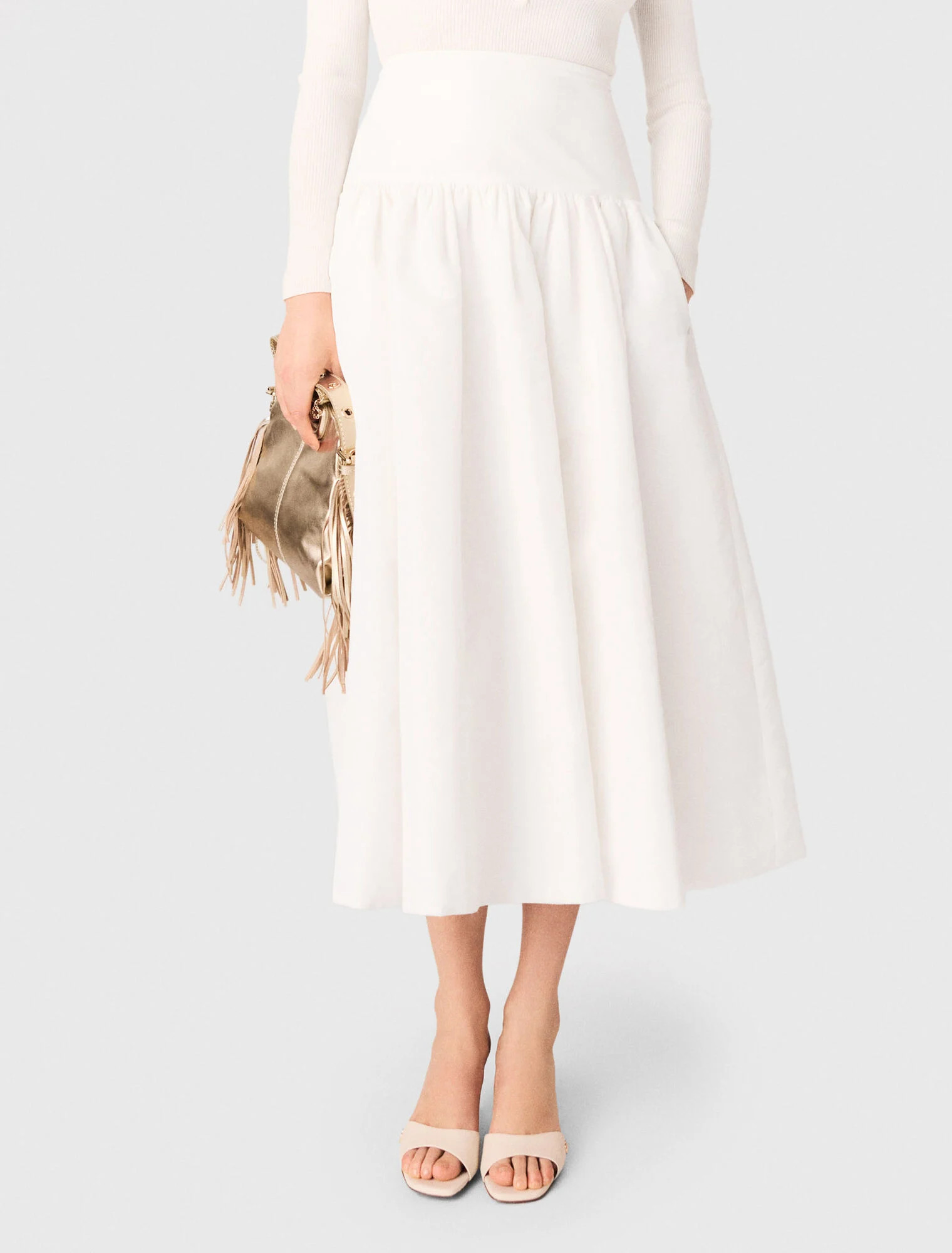 Long taffeta skirt - White