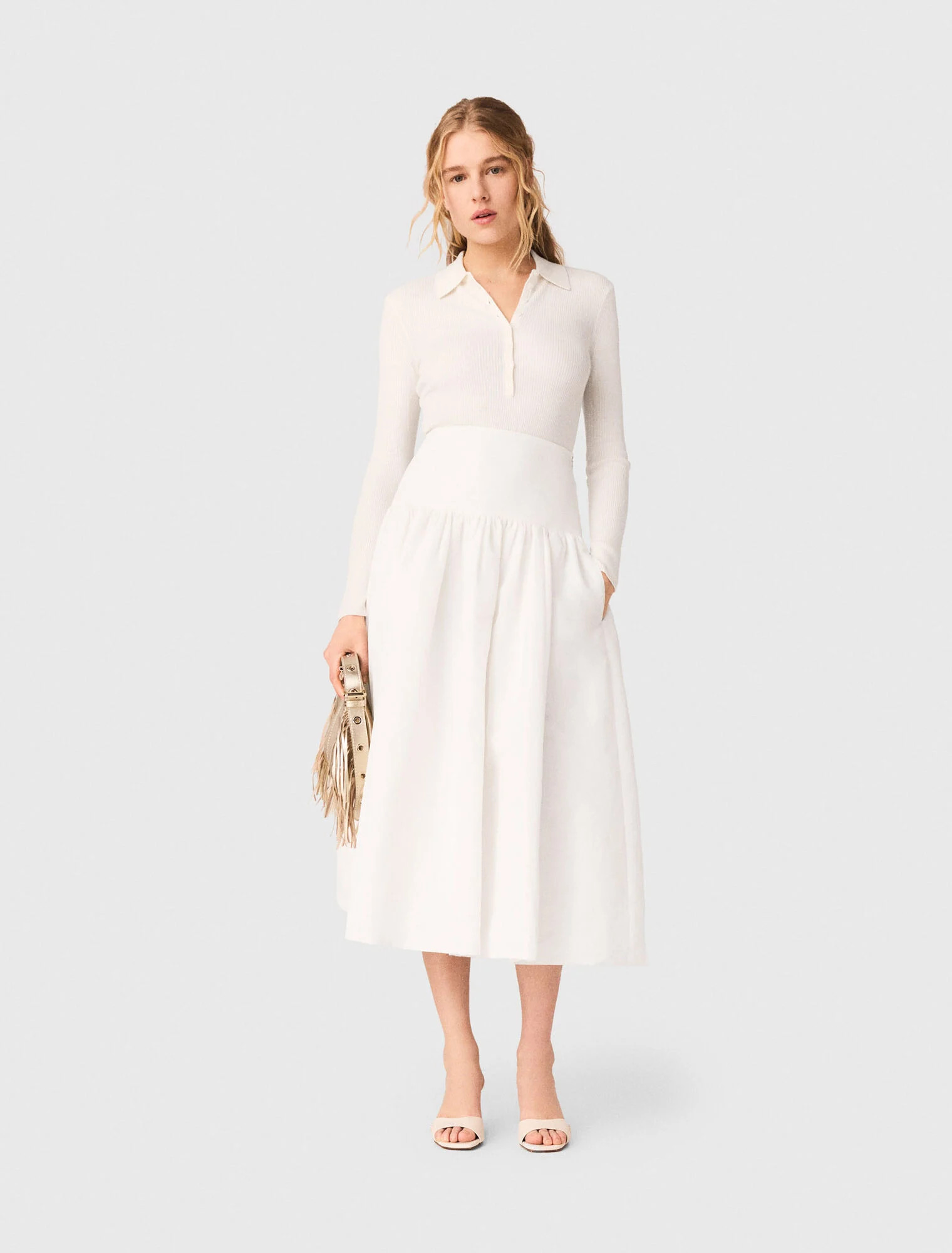 Long taffeta skirt - White