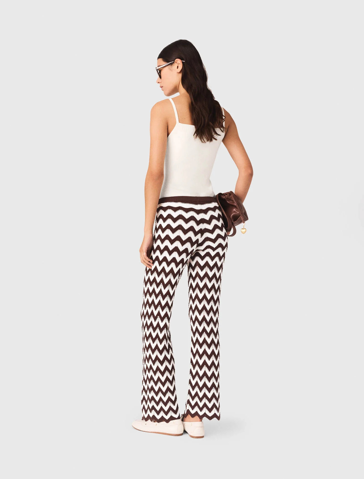 Zigzag crochet trousers - Brown