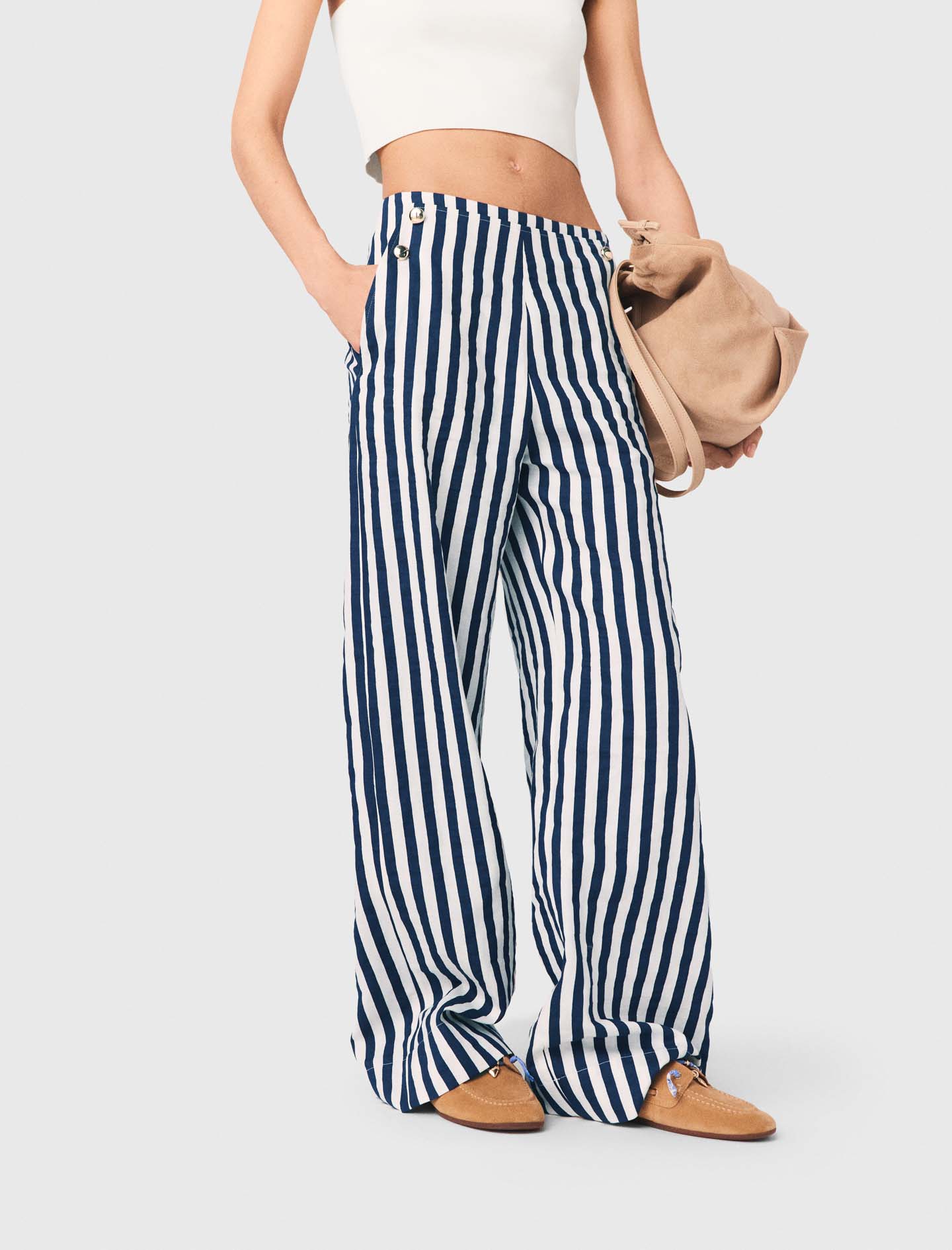 Linen blend sailor trousers - Blue