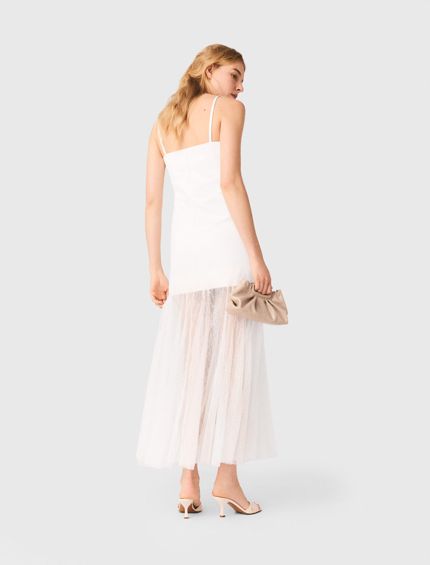 Taffeta and lace dress - White