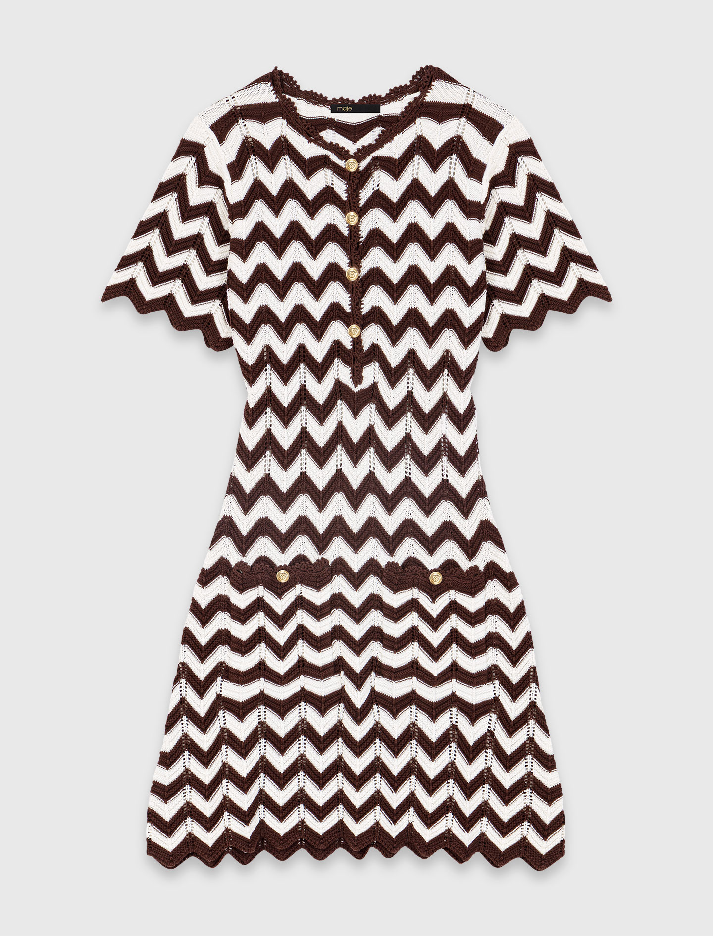 Zigzag crochet dress - Brown