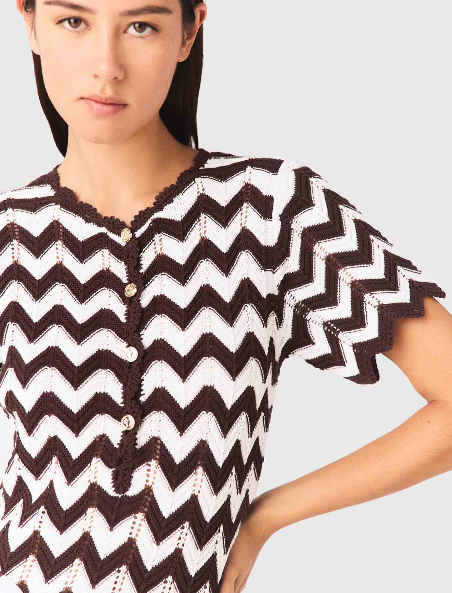 Zigzag crochet dress - Brown