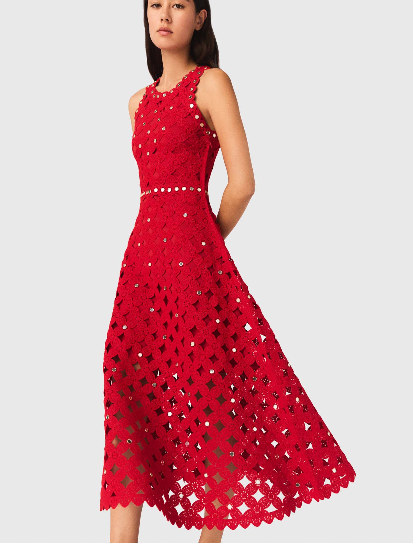 Mirrored crochet dress - Red