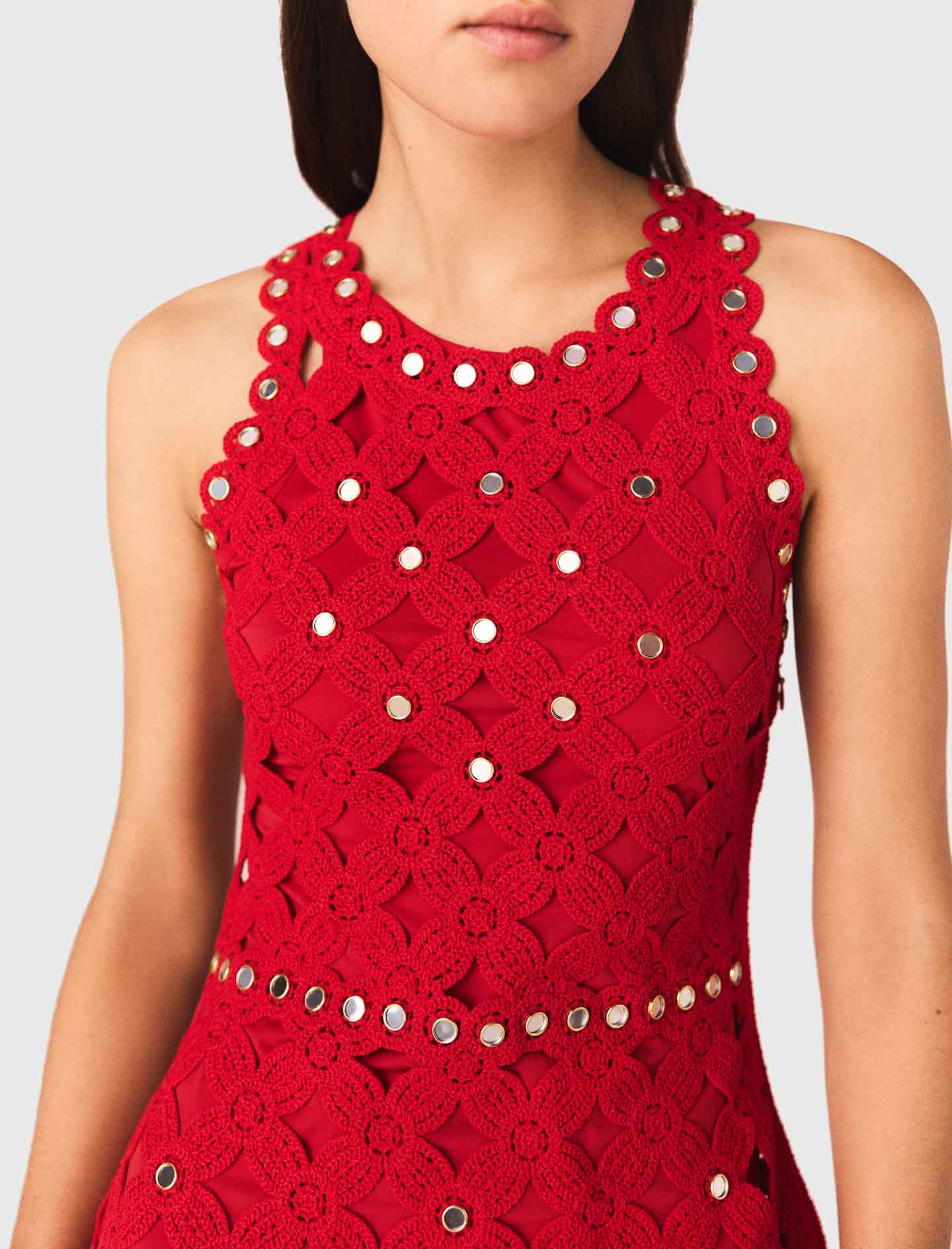 Mirrored crochet dress - Red