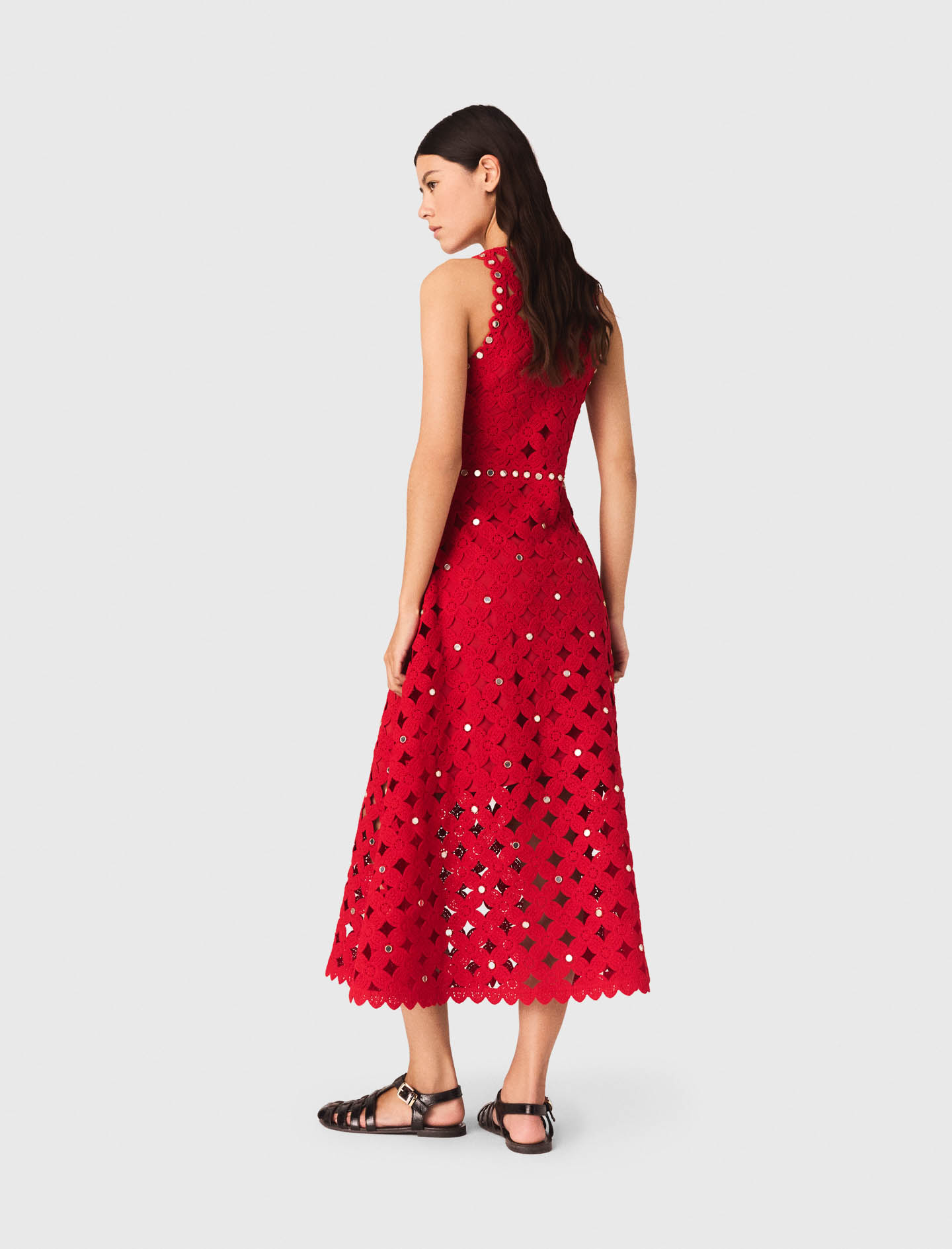 Mirrored crochet dress - Red
