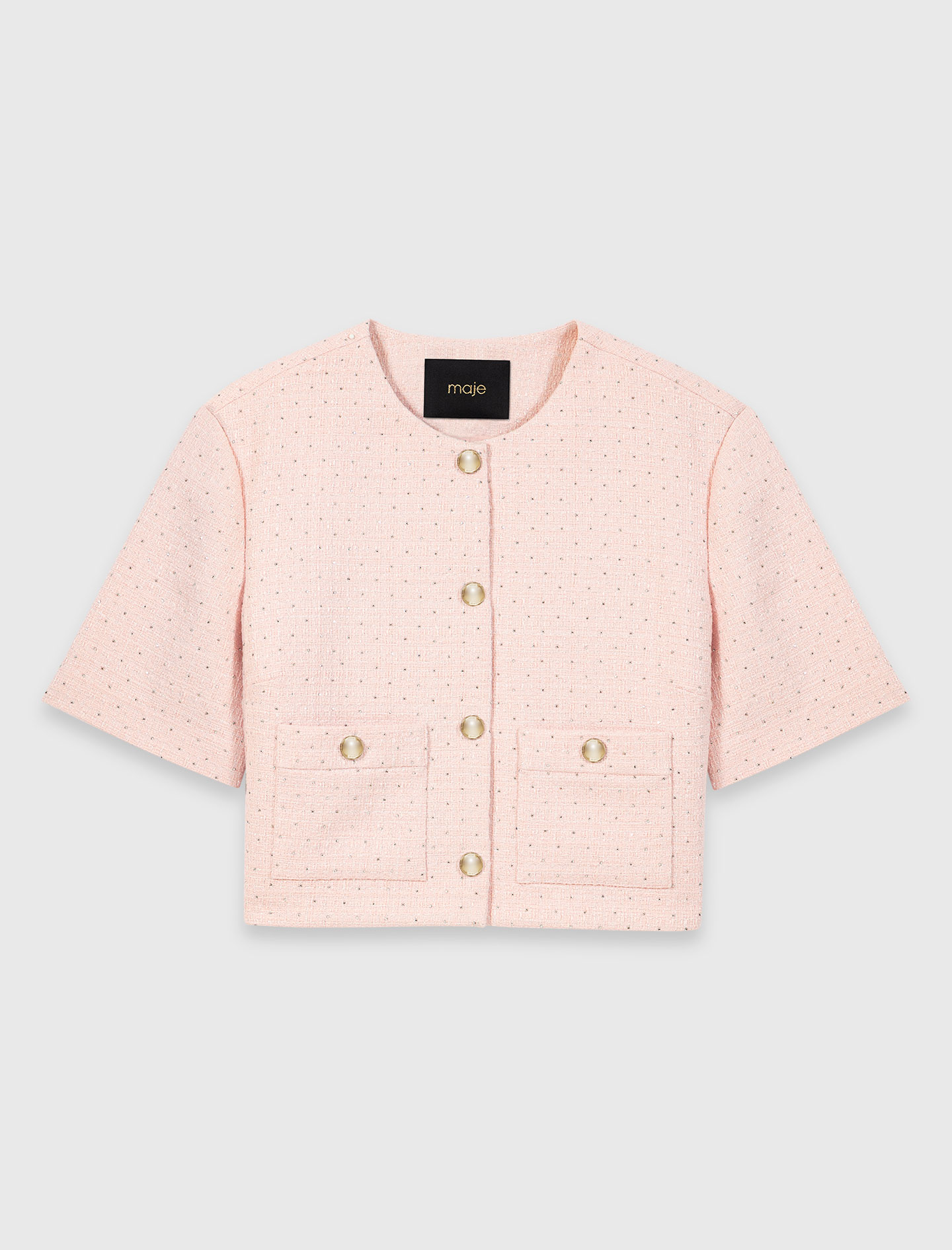Short sleeved tweed jacket - Pink