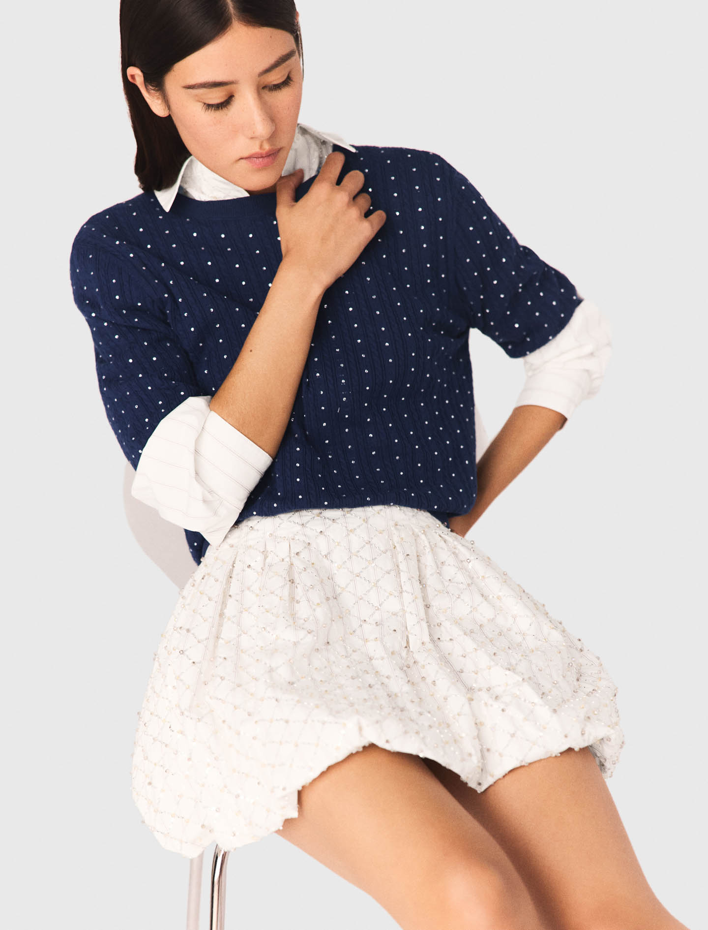 Beaded bubble skirt - White