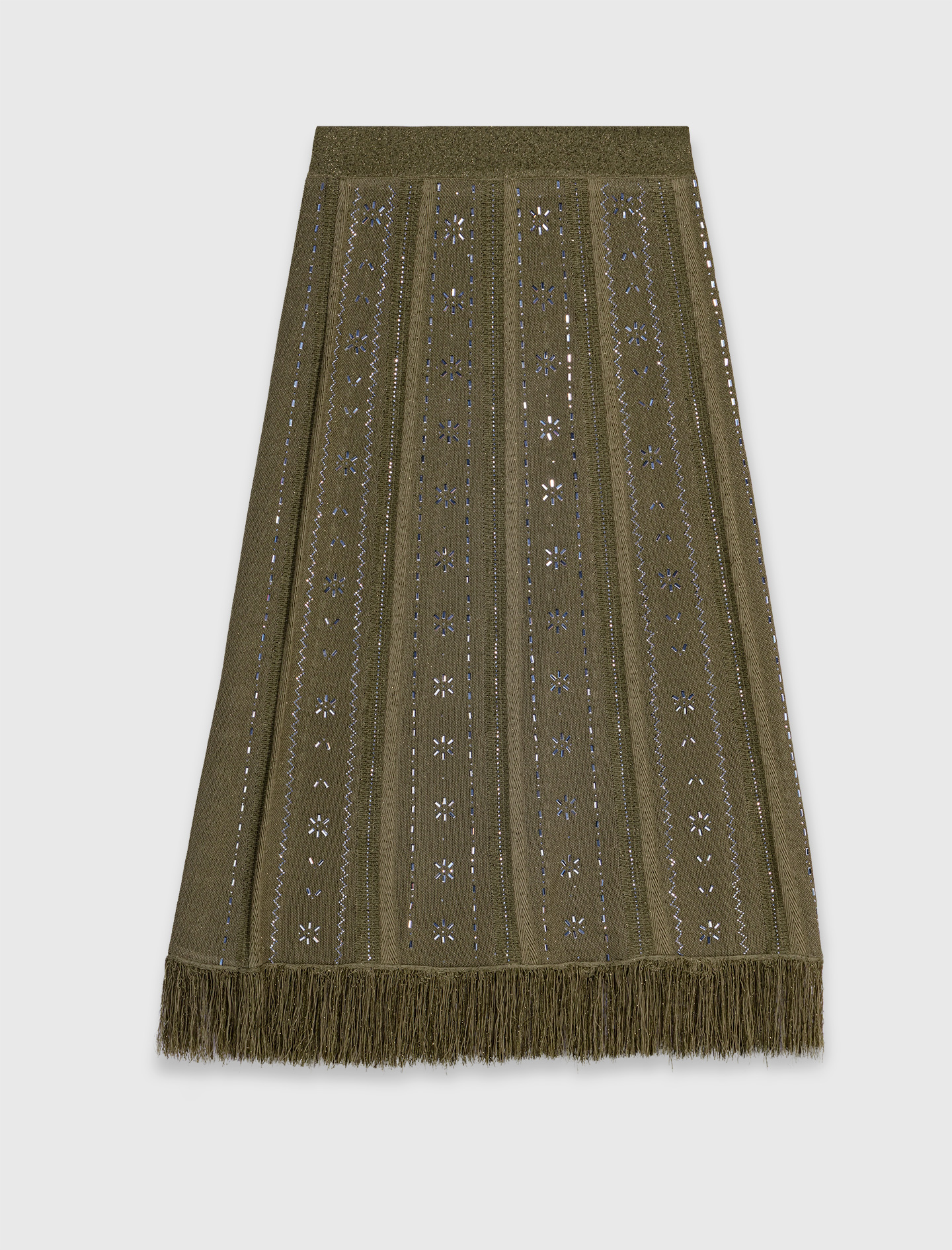 Knit skirt with rhinestone flowers - Green