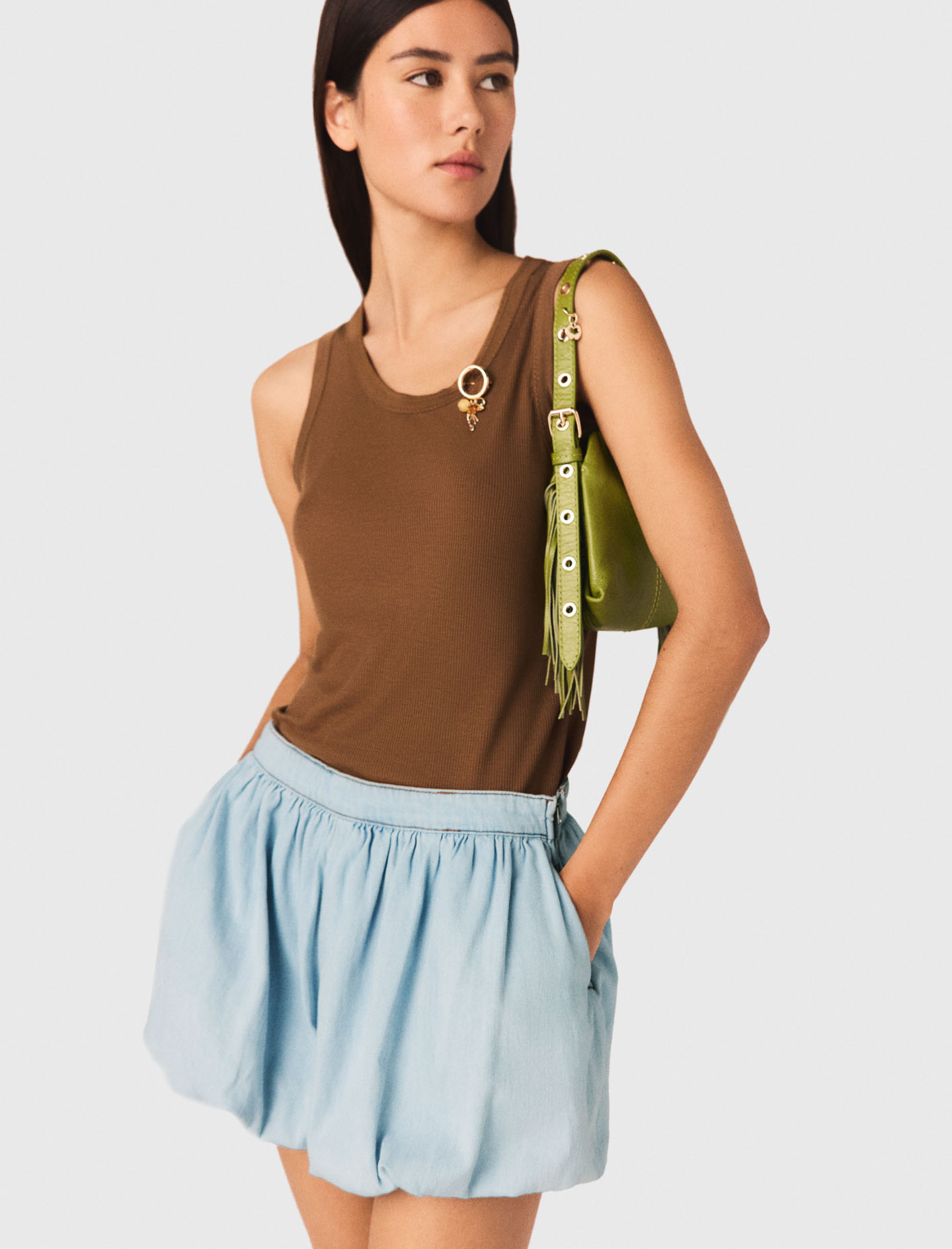 Chambray balloon skort - Blue