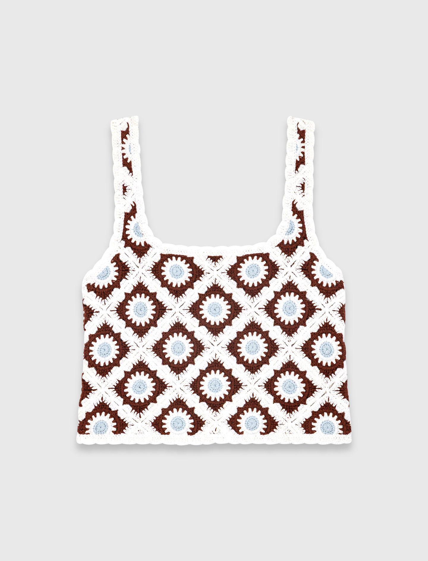 Floral crochet top - Brown