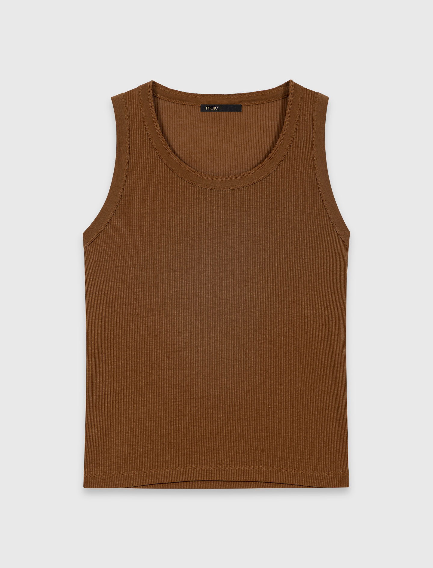 Rib knit vest top - Brown