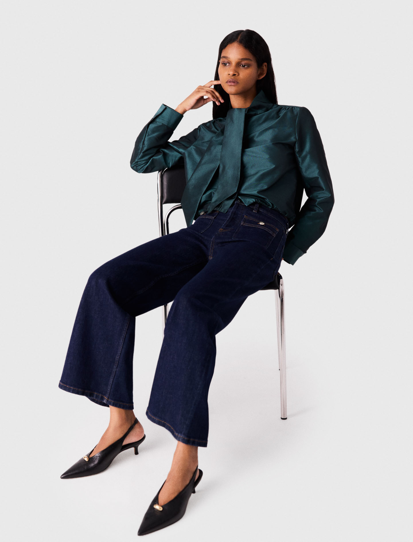 Wide jeans with patch pockets - Navy