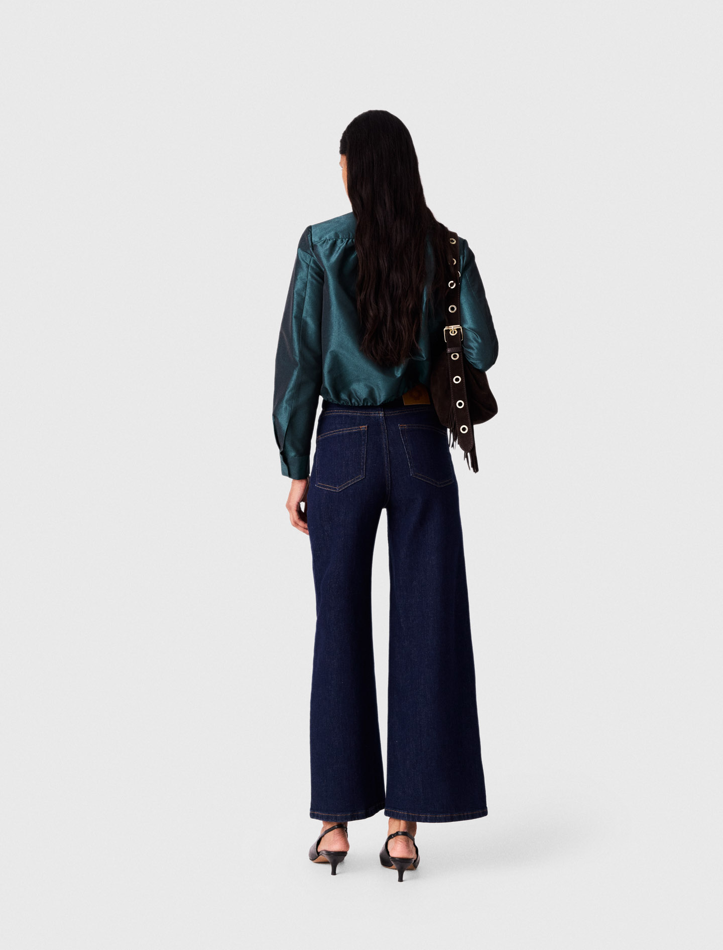 Wide jeans with patch pockets - Navy