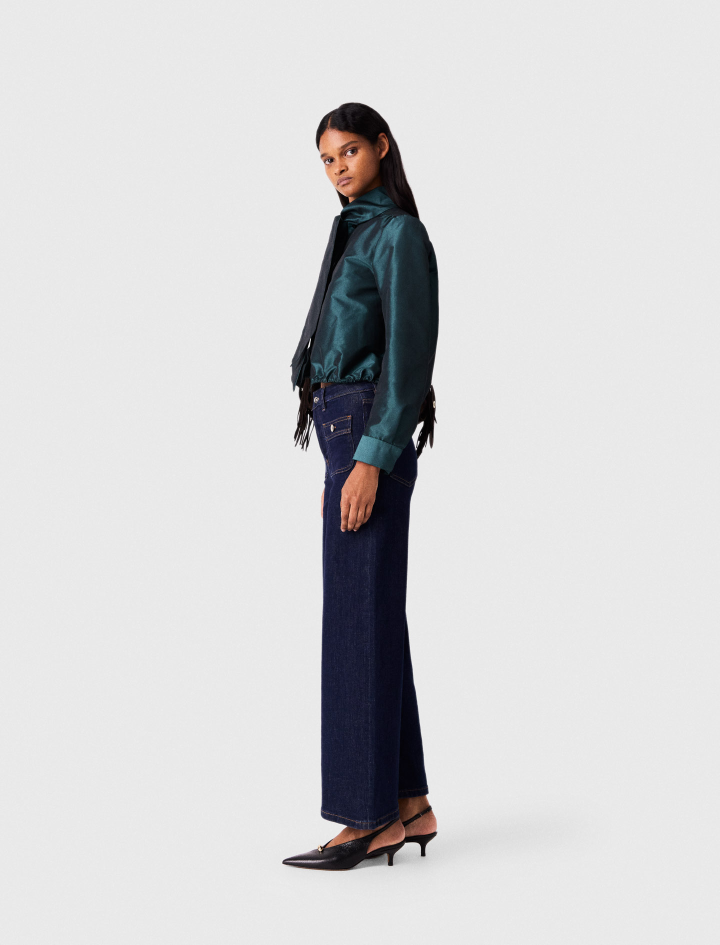 Wide jeans with patch pockets - Navy