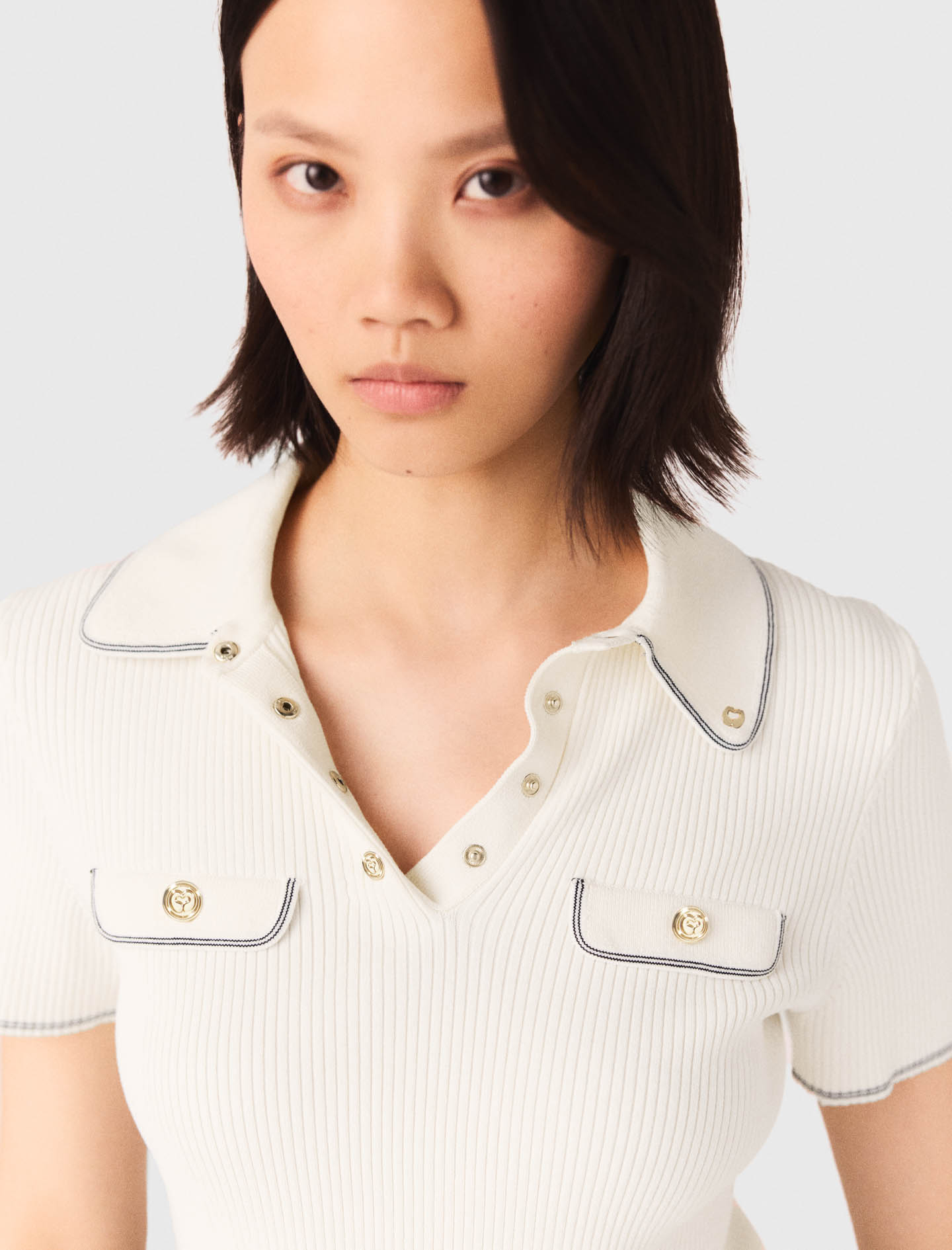 Short sleeve polo shirt - Ecru