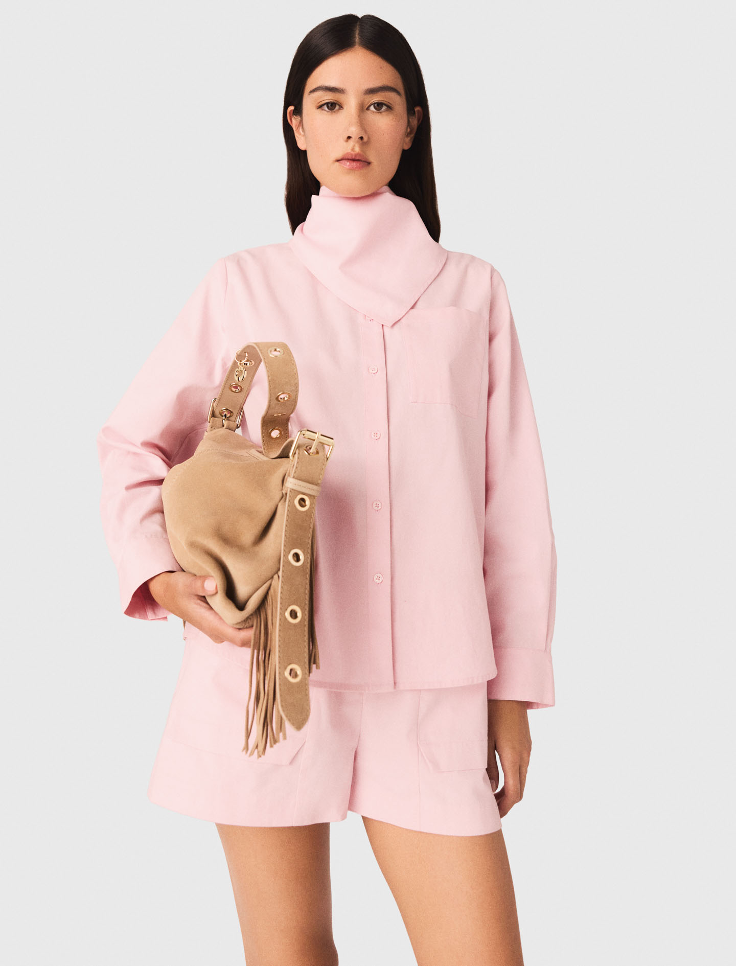 Shirt with removable scarf - Pink
