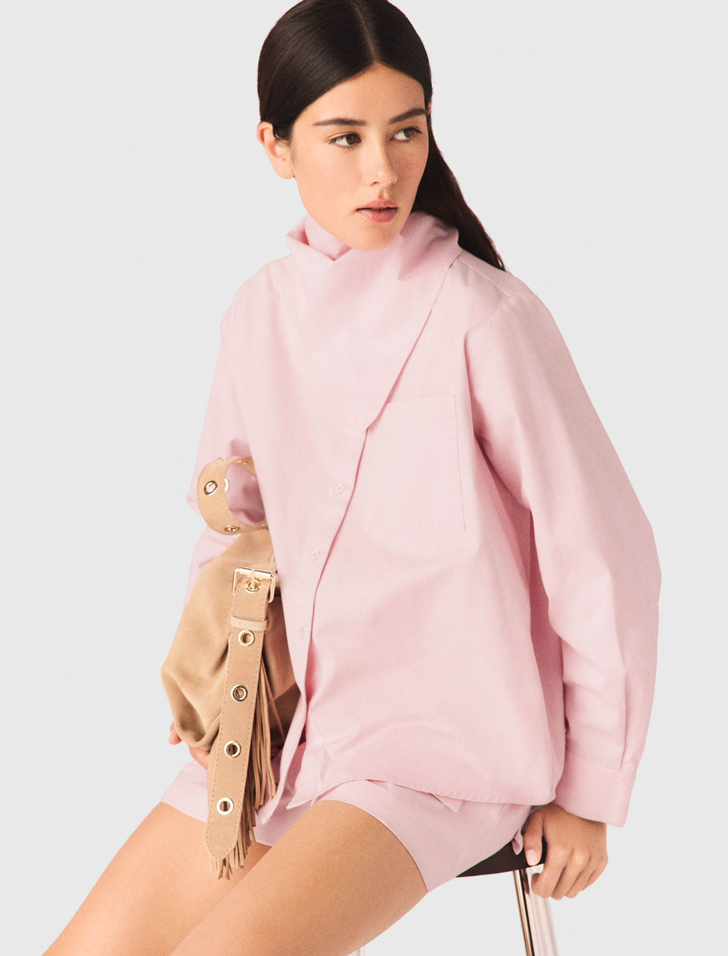 Shirt with removable scarf - Pink