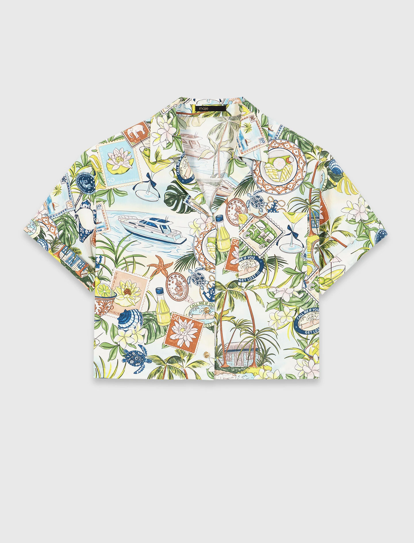 Patterned cropped shirt - Multicolour