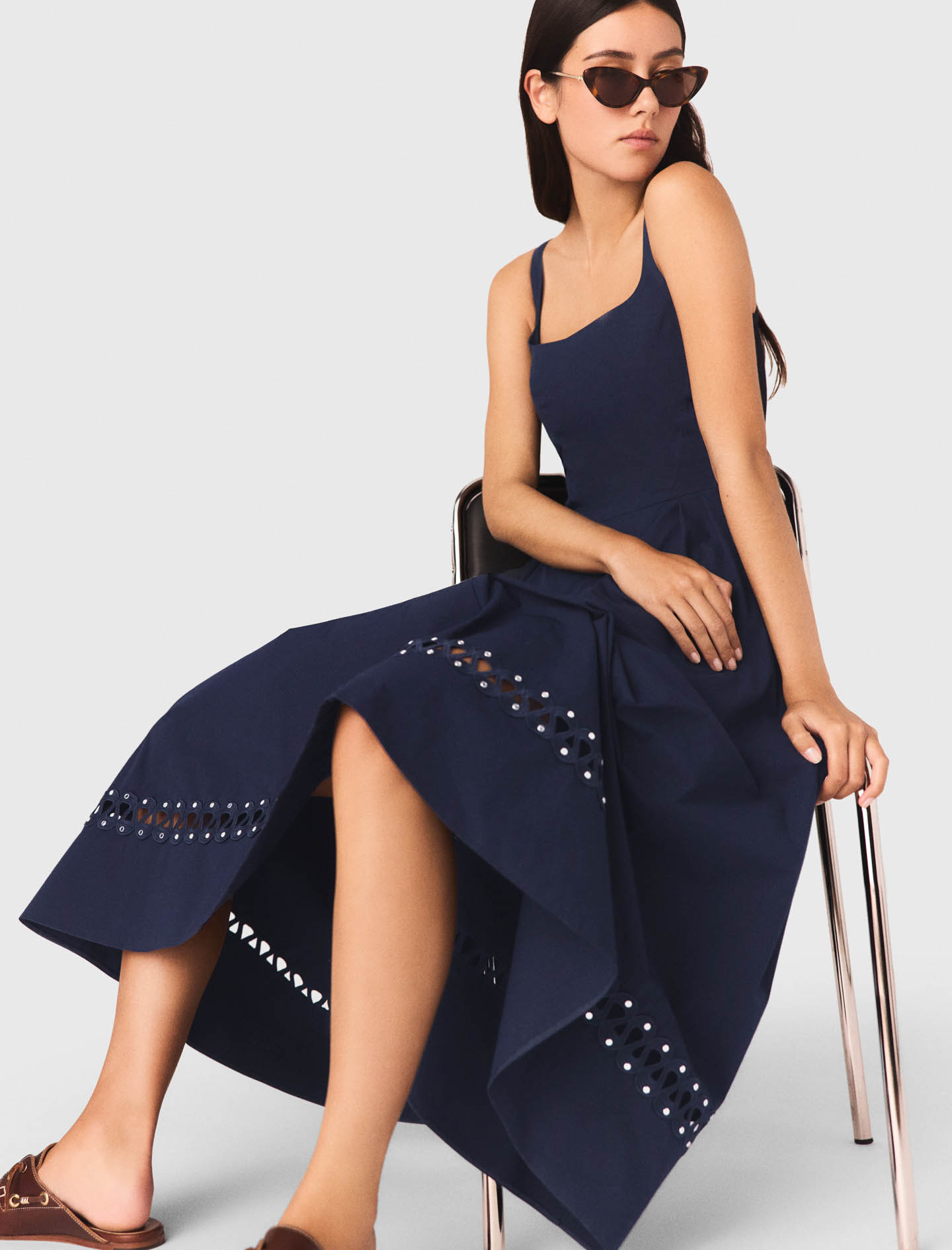 Flared midi dress - Navy
